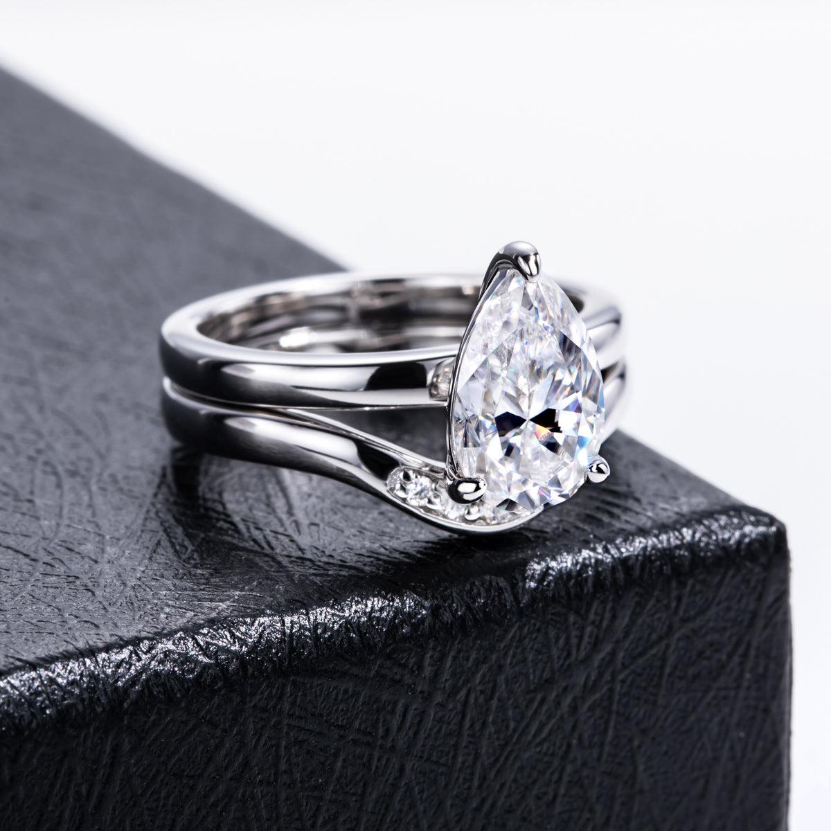 S925 Sterling‑Silver Pear‑Shaped Moissanite Stackable Ring Set