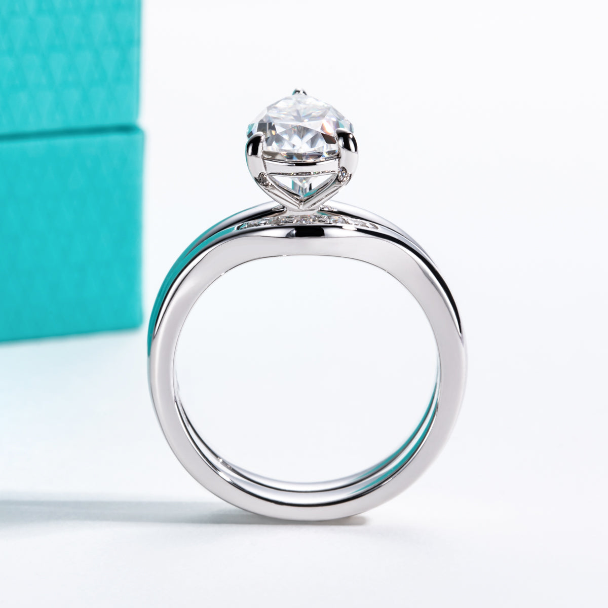 S925 Sterling‑Silver Pear‑Shaped Moissanite Stackable Ring Set
