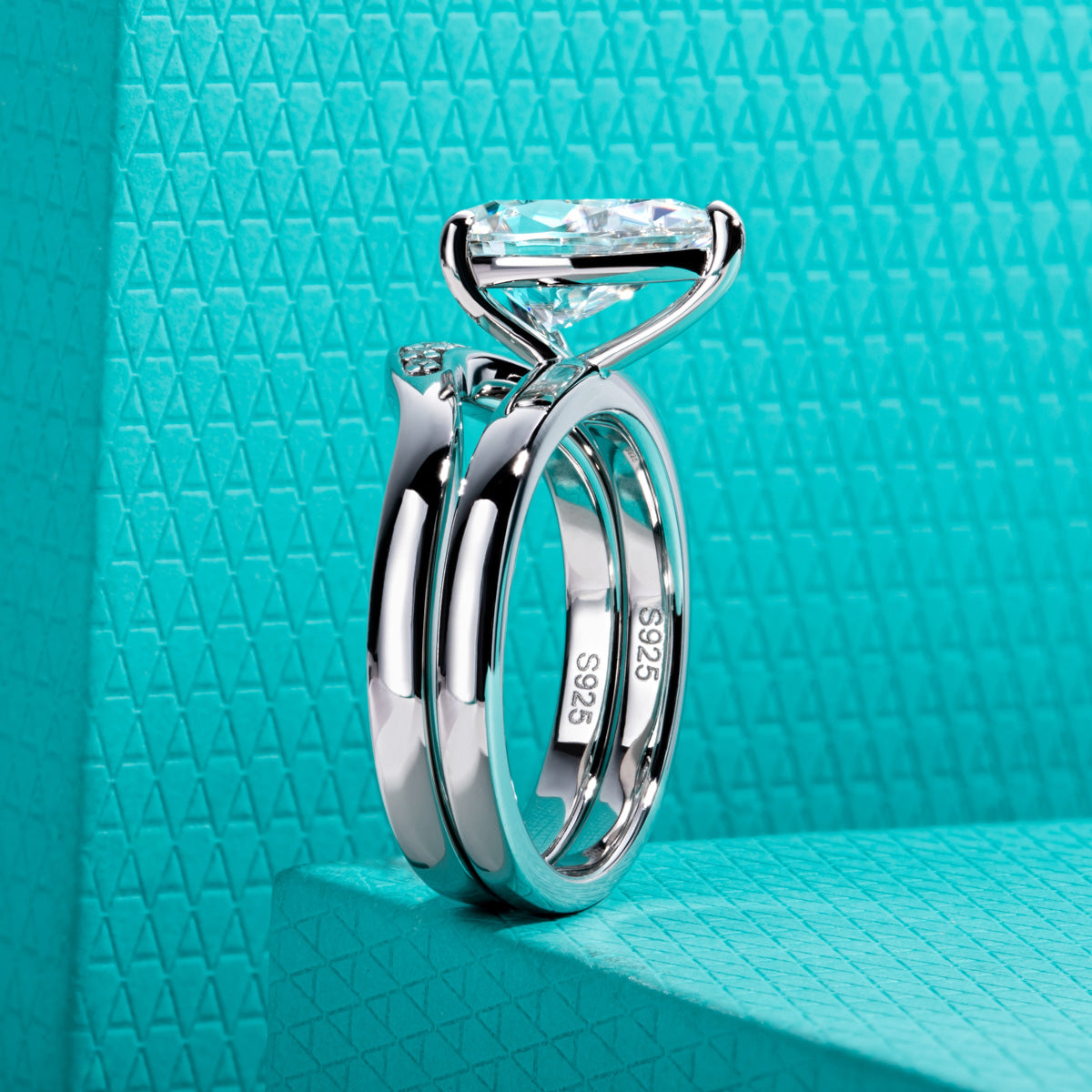 S925 Sterling‑Silver Pear‑Shaped Moissanite Stackable Ring Set