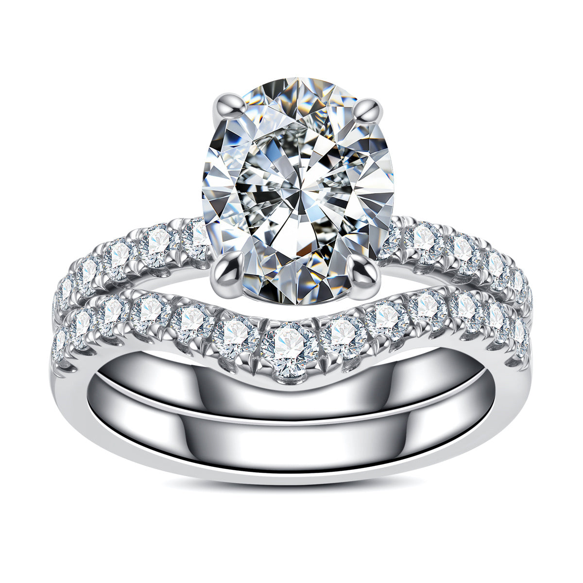 Oval‑Cut Moissanite Stackable Ring Set