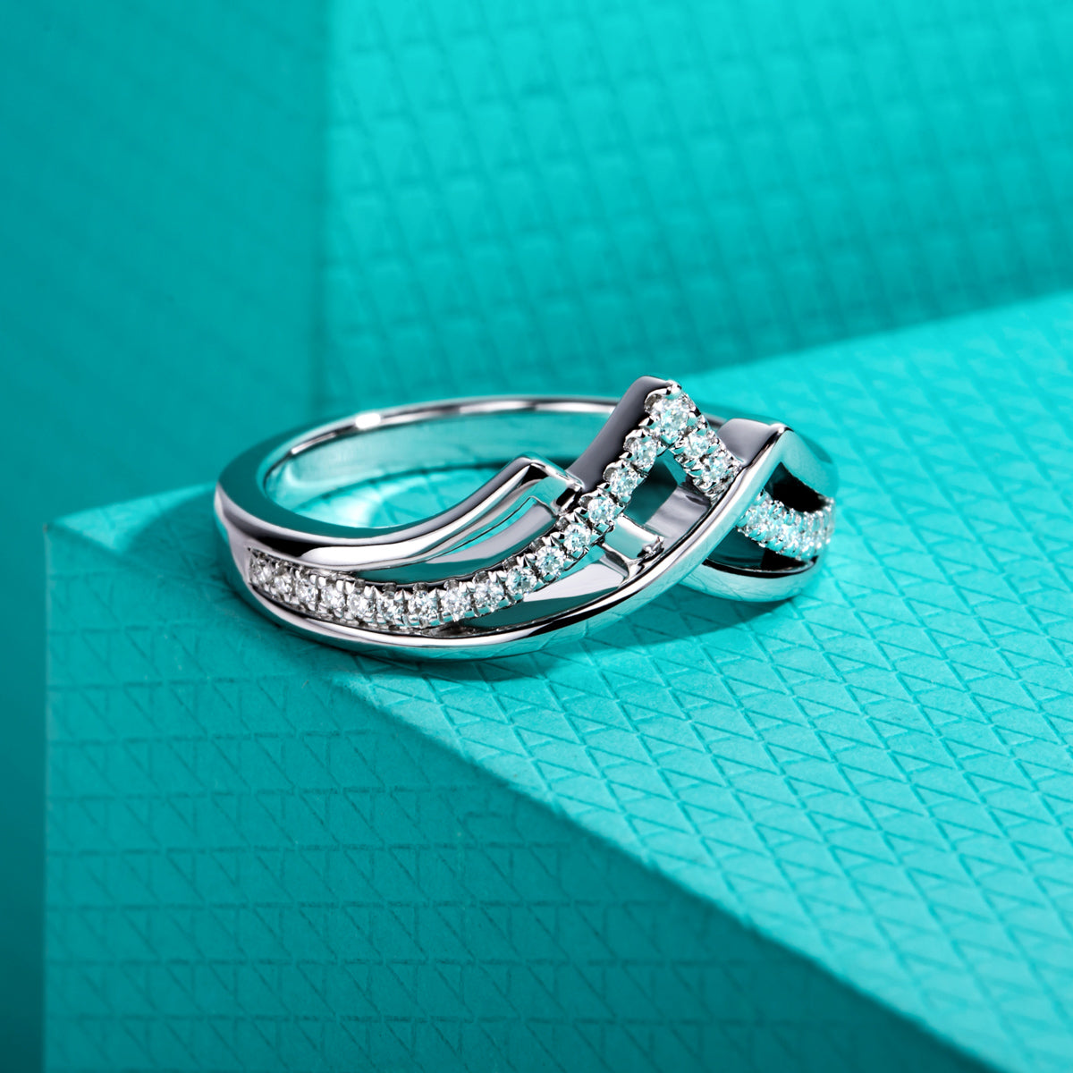 S925 Sterling‑Silver French‑Style V‑Shaped Moissanite Ring