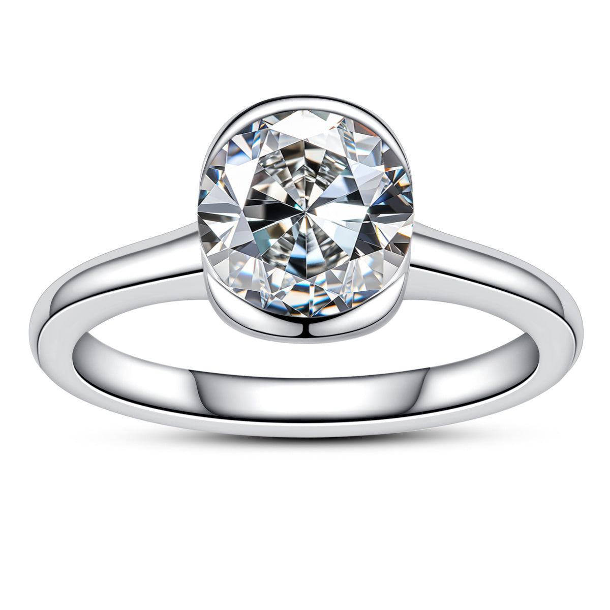 S925 Sterling‑Silver Round‑Cut 2.0CT Single‑Stone Moissanite Ring