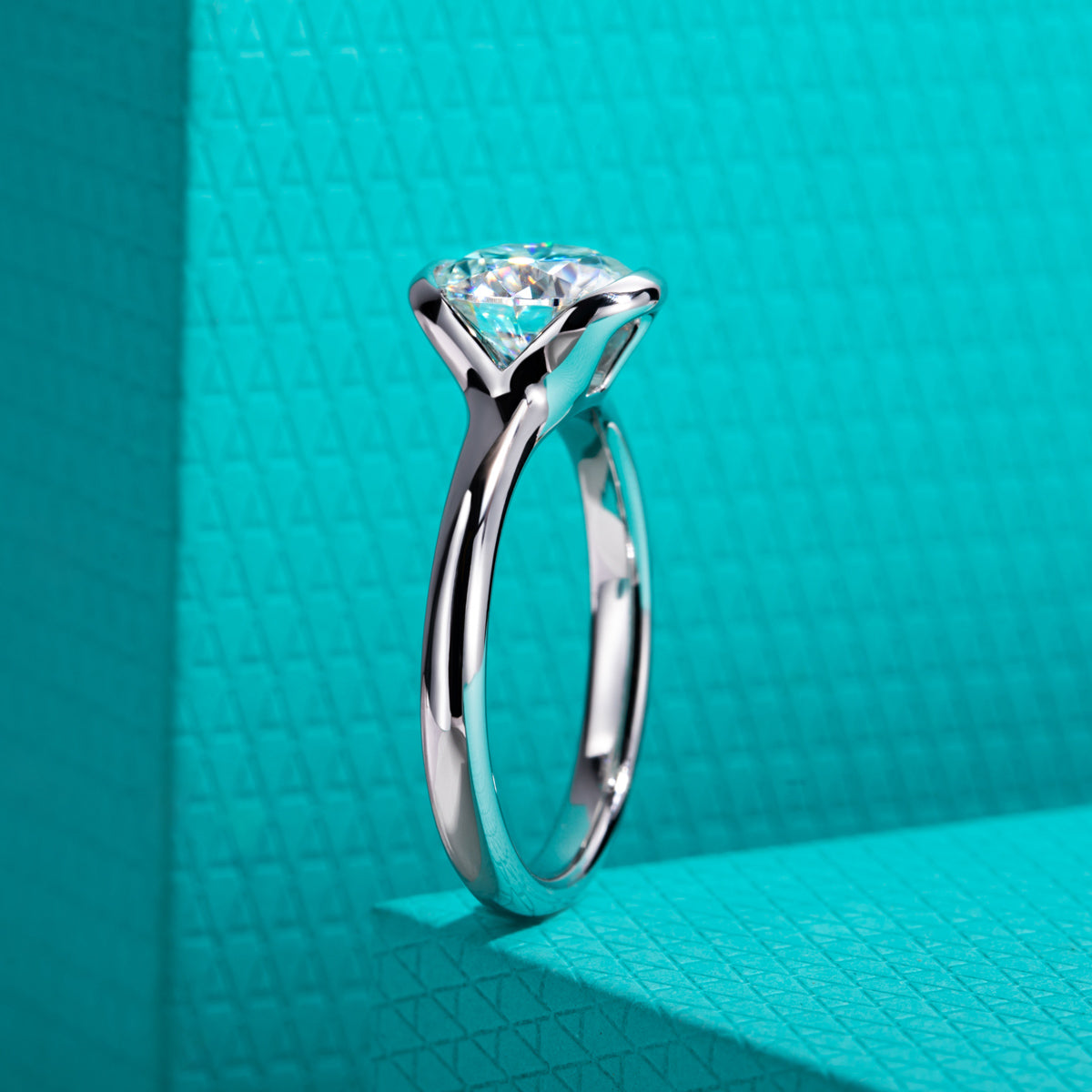S925 Sterling‑Silver Round‑Cut 2.0CT Single‑Stone Moissanite Ring