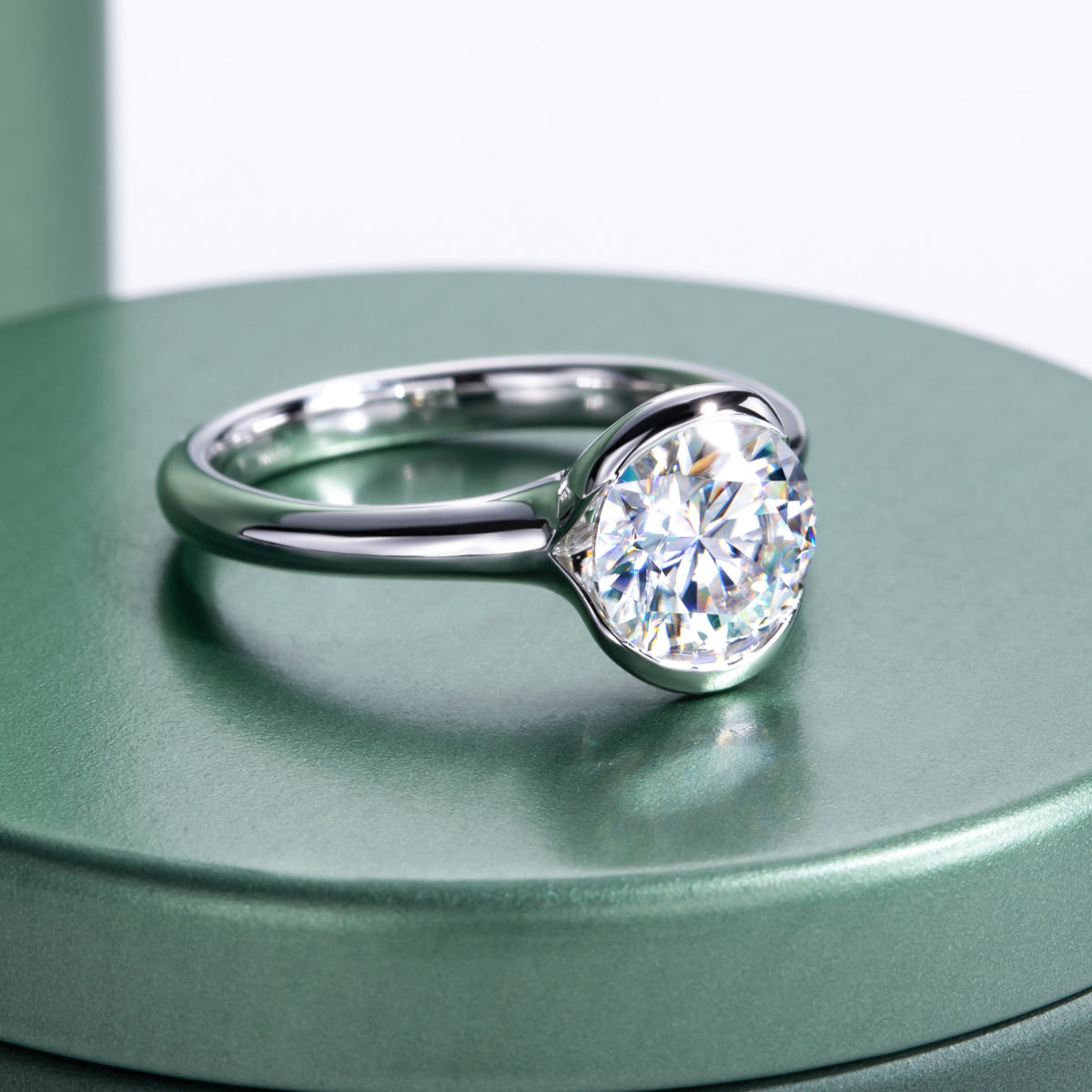 S925 Sterling‑Silver Round‑Cut 2.0CT Single‑Stone Moissanite Ring