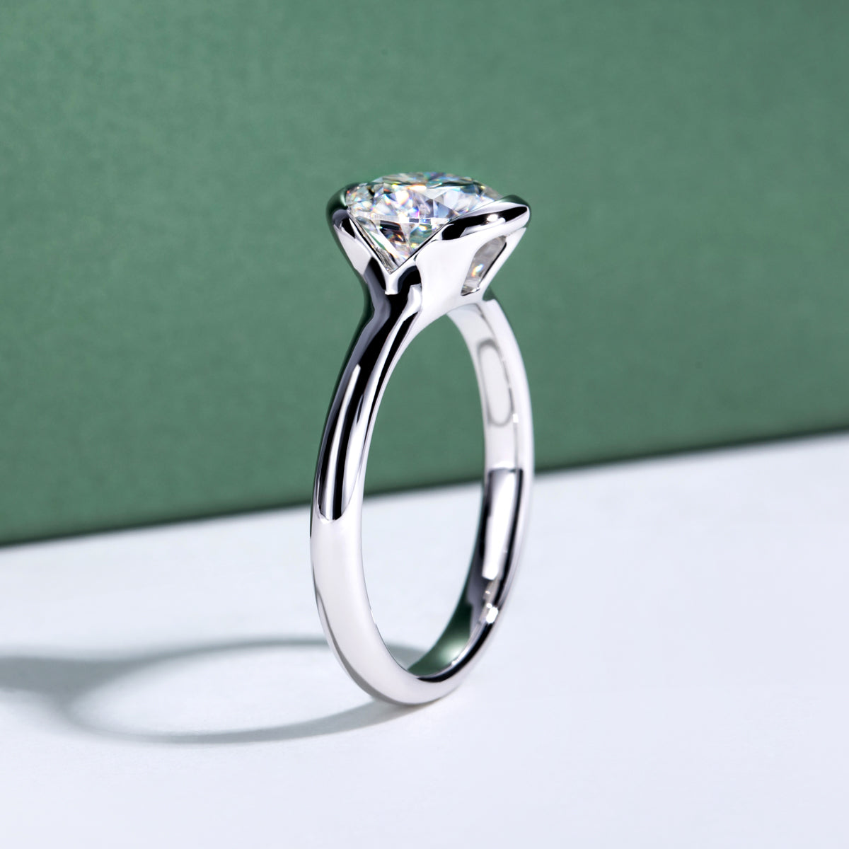 S925 Sterling‑Silver Round‑Cut 2.0CT Single‑Stone Moissanite Ring