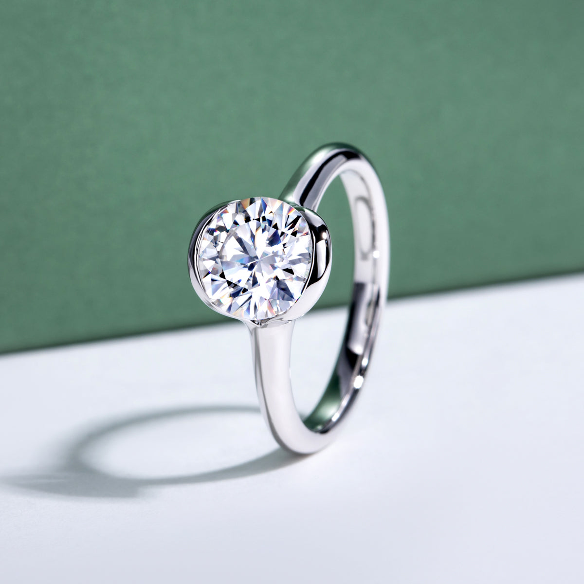 S925 Sterling‑Silver Round‑Cut 2.0CT Single‑Stone Moissanite Ring