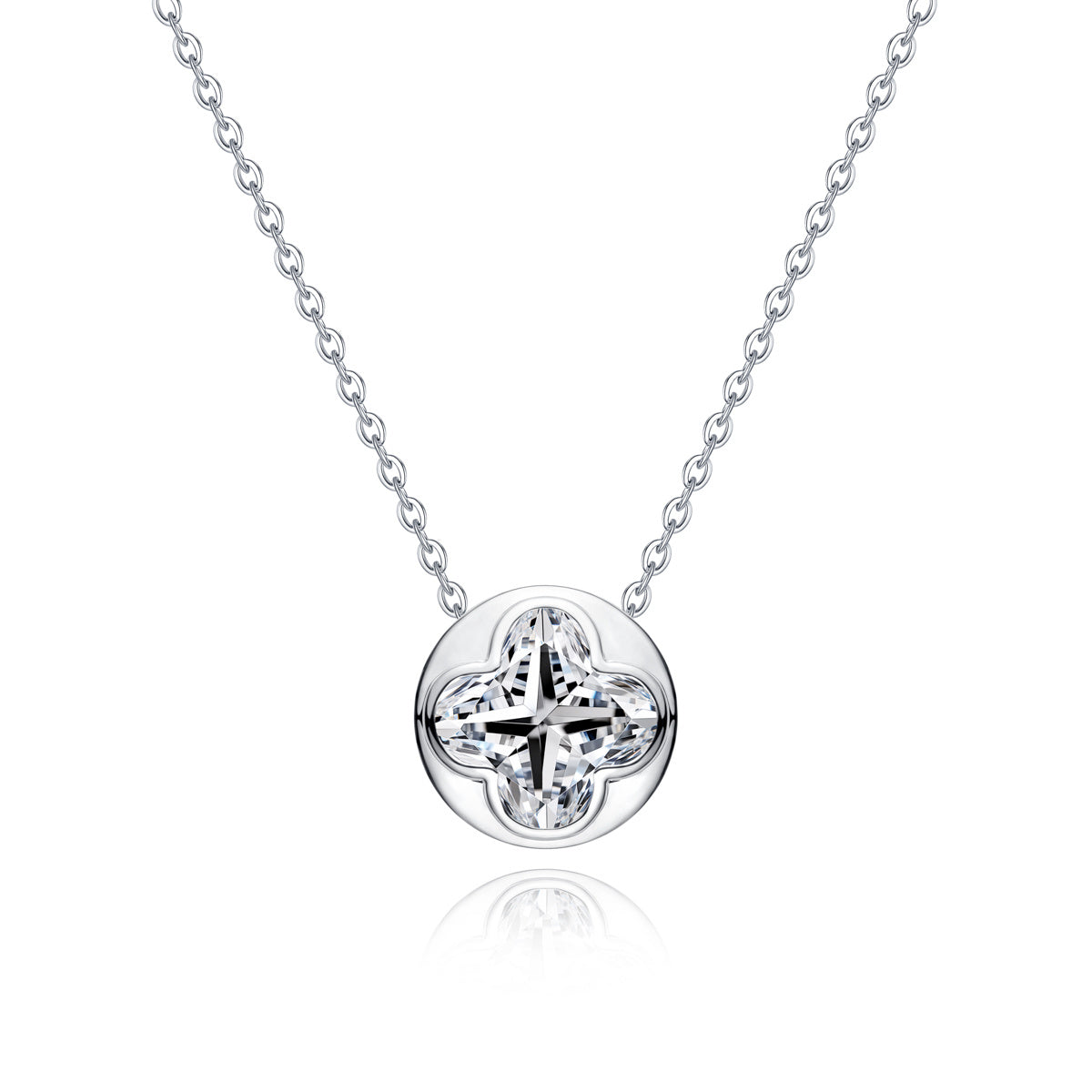 S925‑Silver 2.0‑CT Moissanite Four‑Leaf‑Clover Cut Pendant