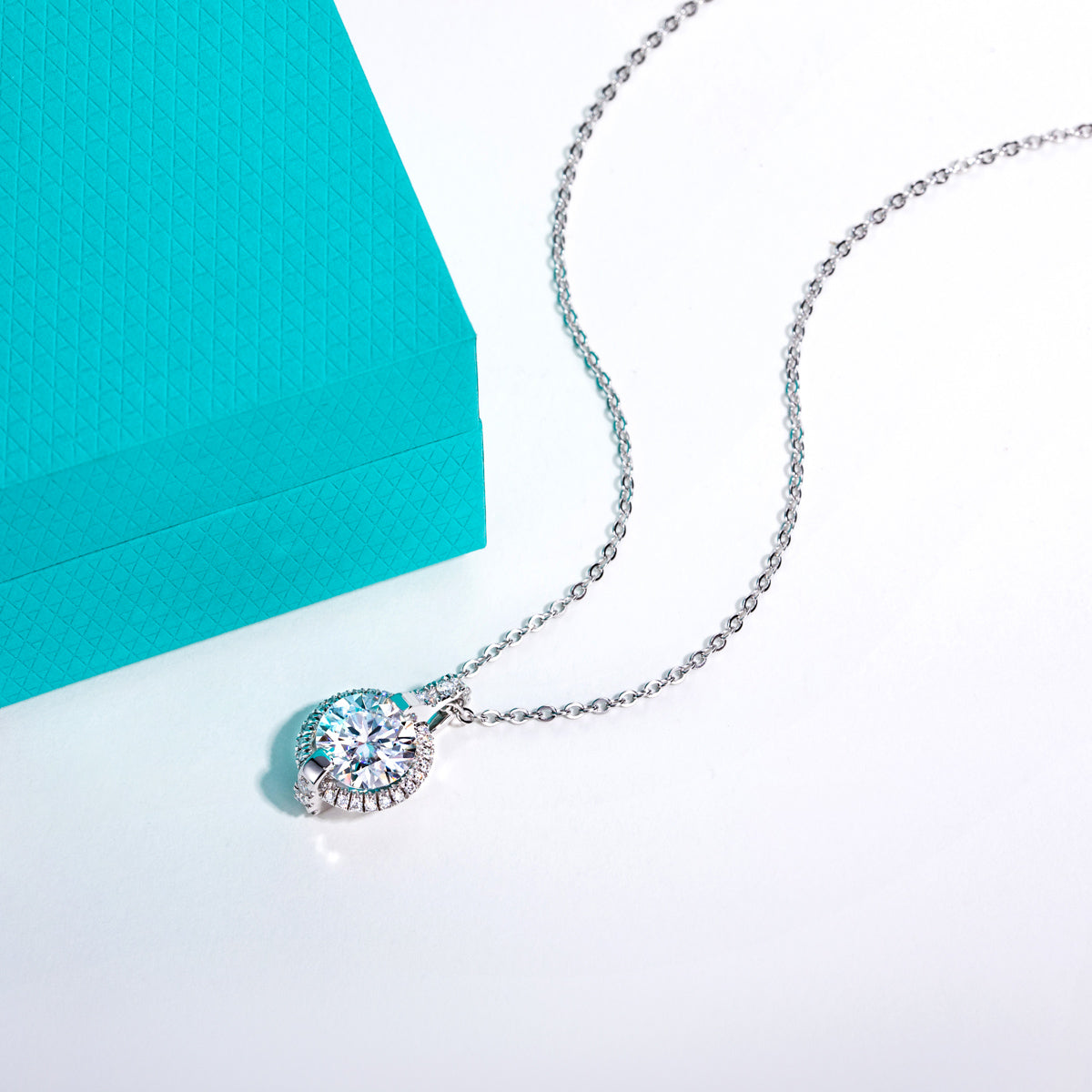 S925‑Silver Round Moissanite Pendant, 3.0 CT