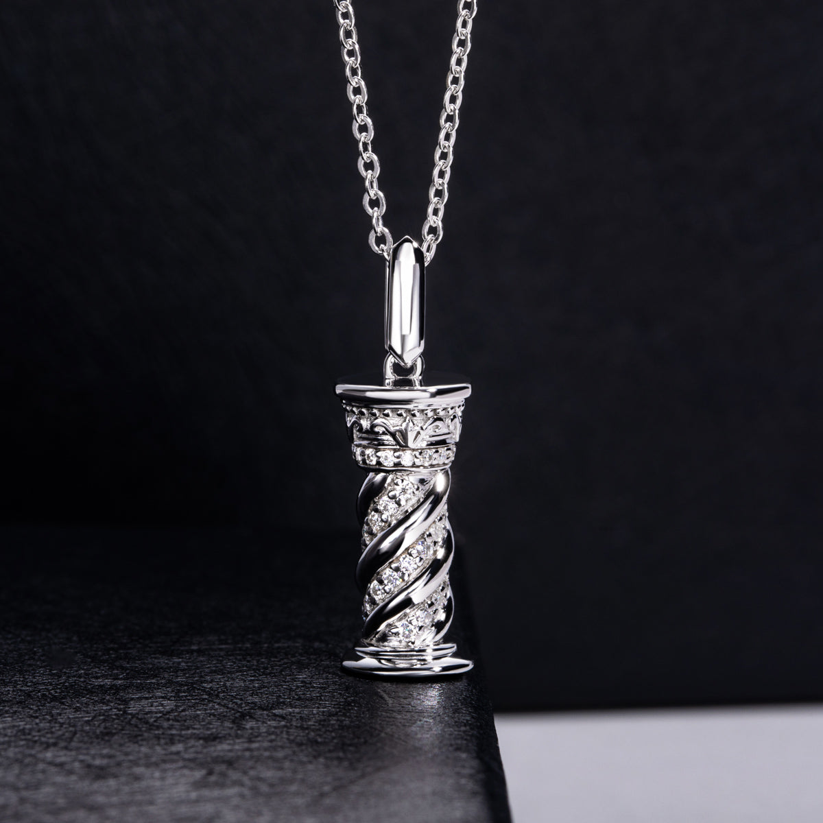 S925 Sterling Silver Full Paved Moissanite Roman Column Pendant