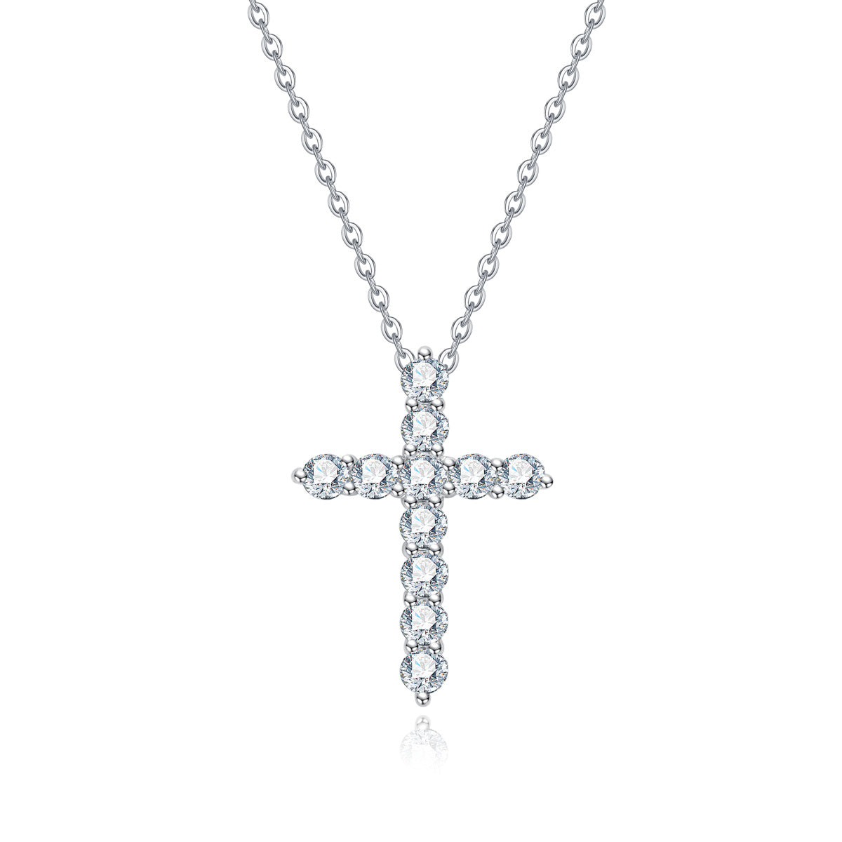 S925 Sterling Silver Full Paved Moissanite Cross Pendant