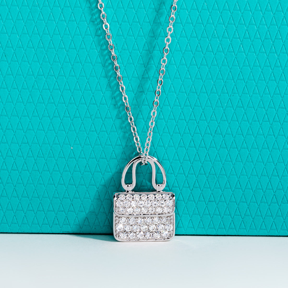 S925 Sterling Silver Full Paved Moissanite Handbag Pendant