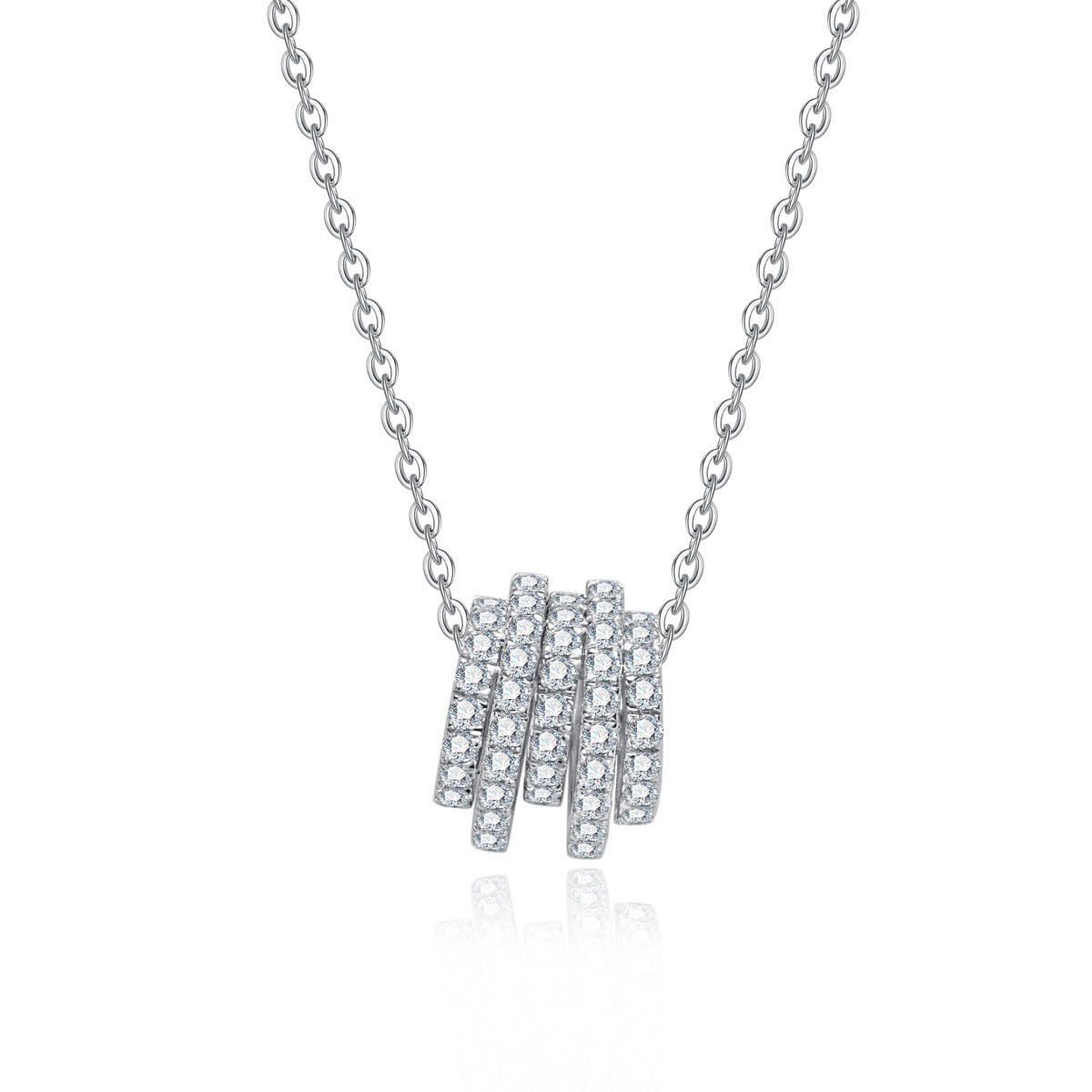 S925 Sterling Silver Full Moissanite Barrel Bead Pendant