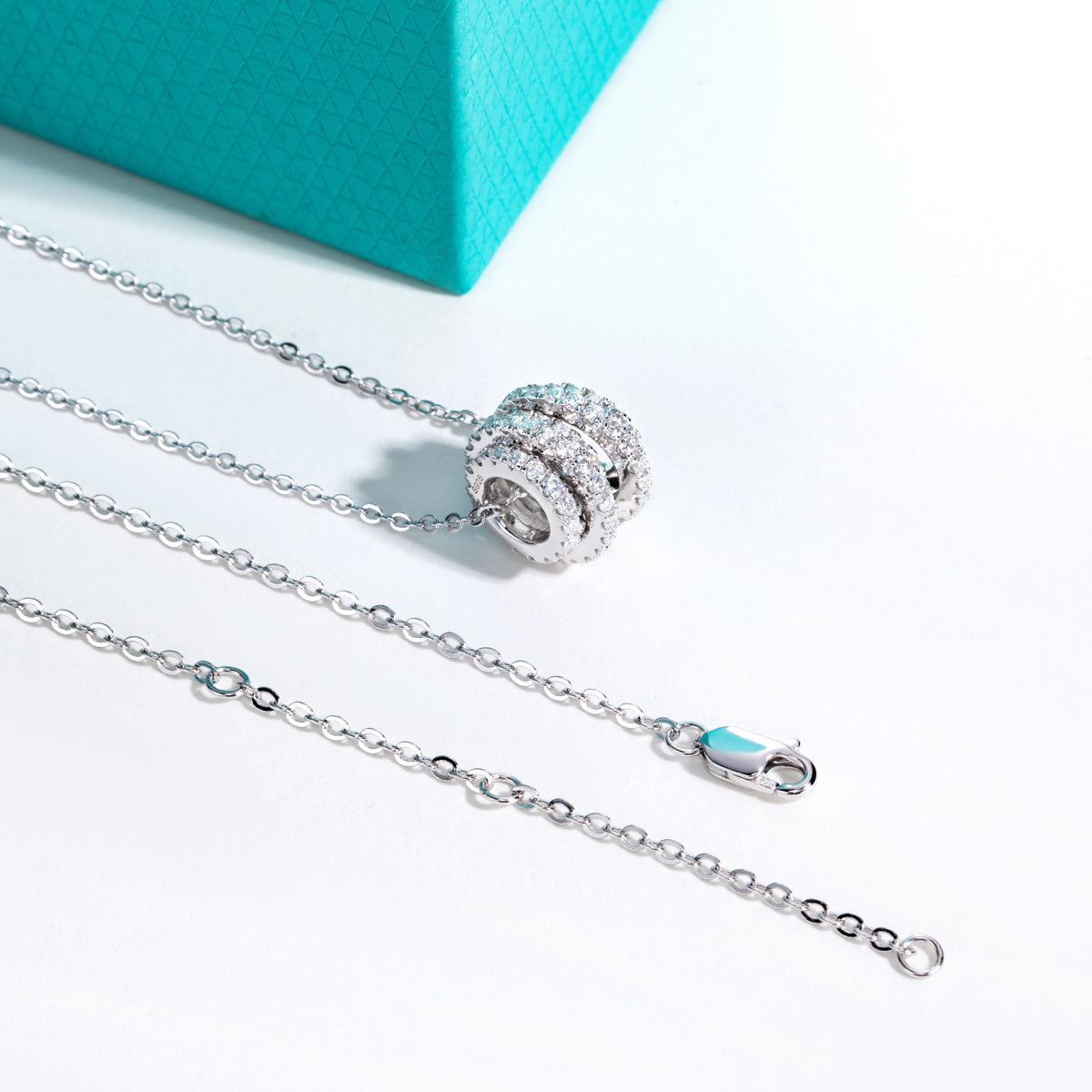 S925 Sterling Silver Full Moissanite Barrel Bead Pendant
