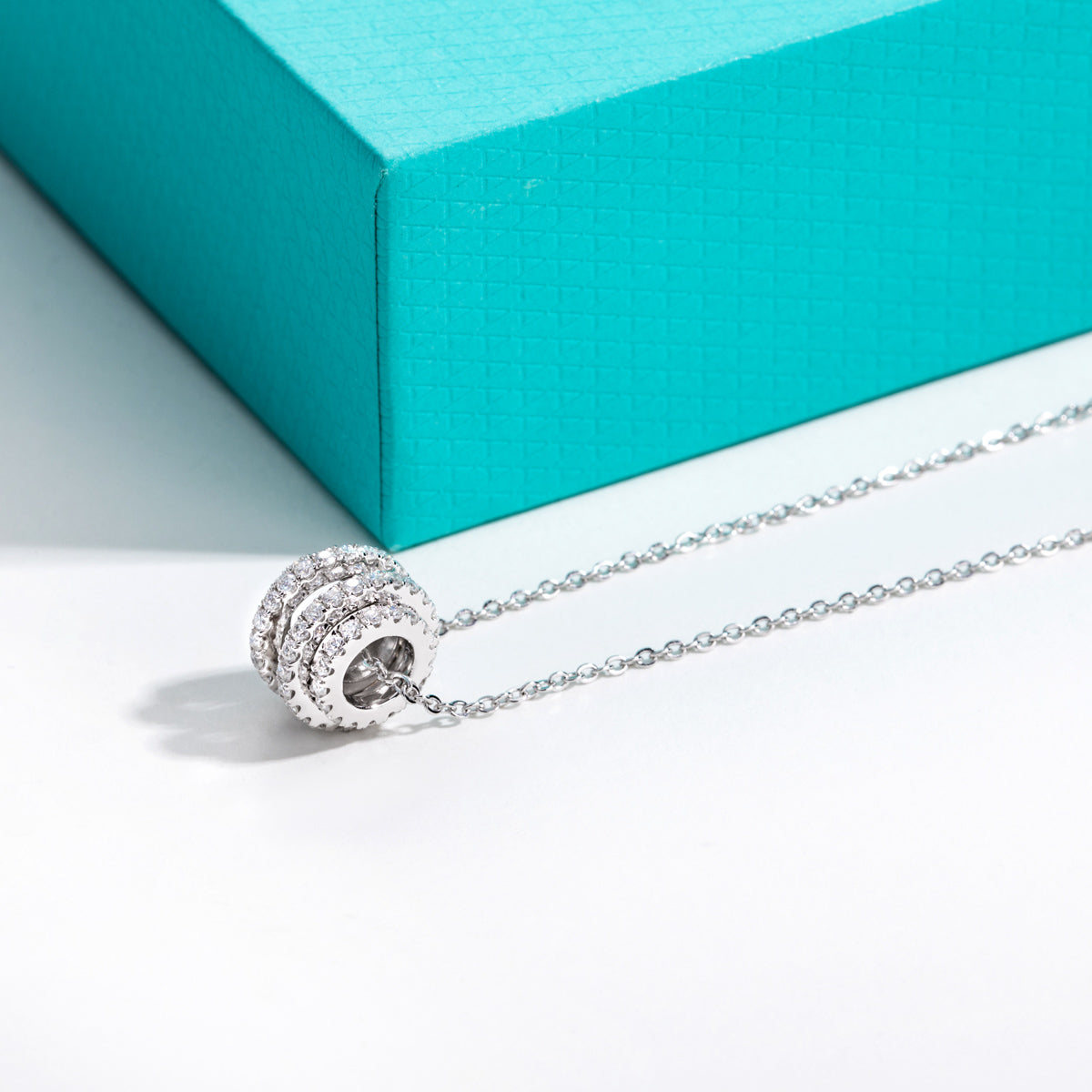 S925 Sterling Silver Full Moissanite Barrel Bead Pendant