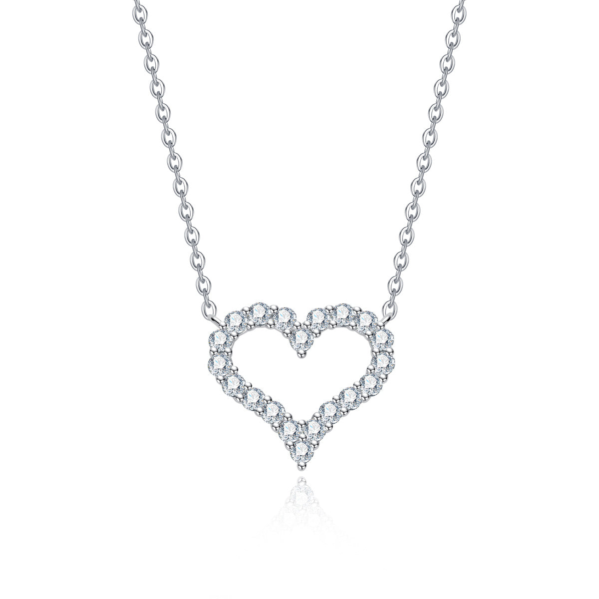 S925 Sterling Silver Full Moissanite Heart Clavicle Necklace