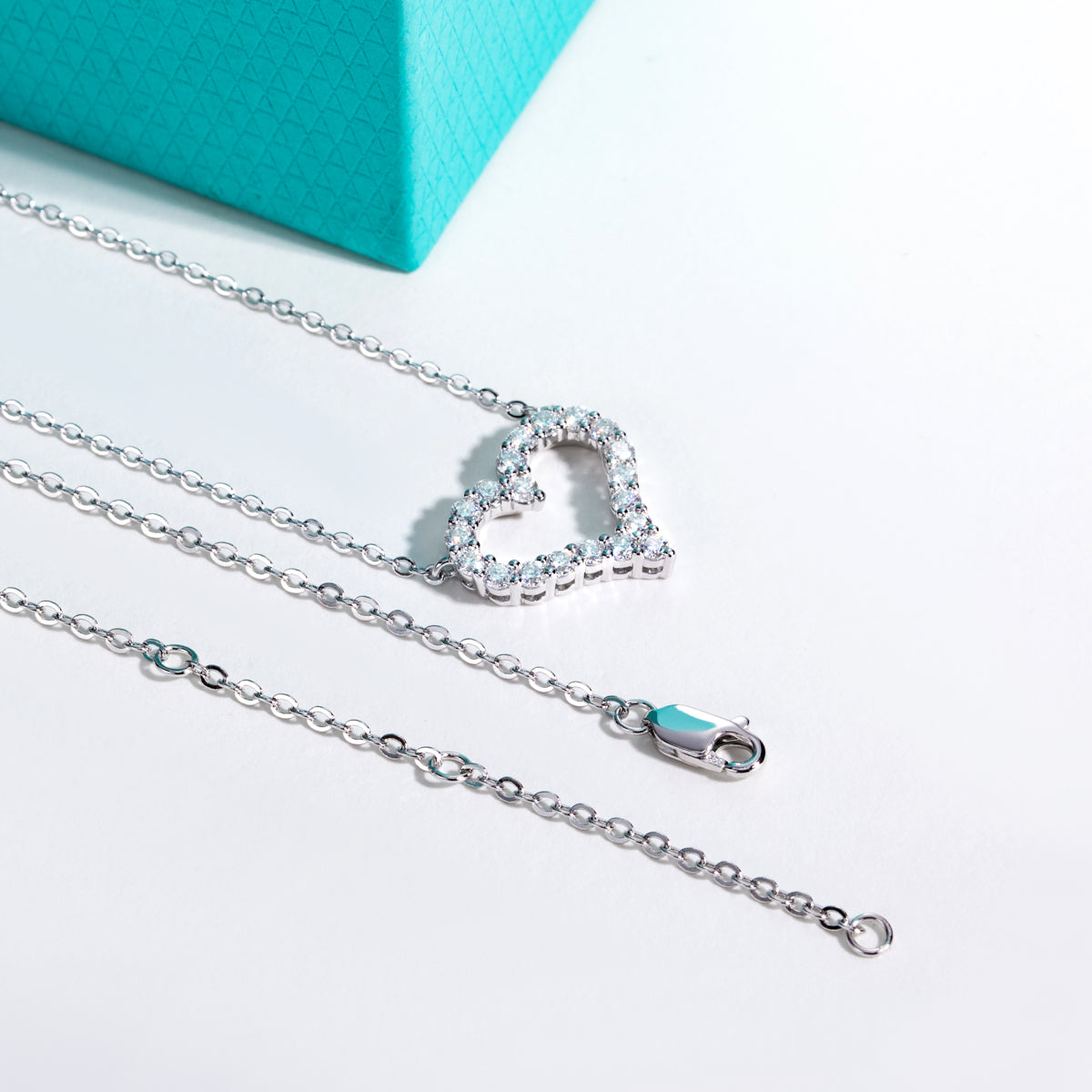 S925 Sterling Silver Full Moissanite Heart Clavicle Necklace