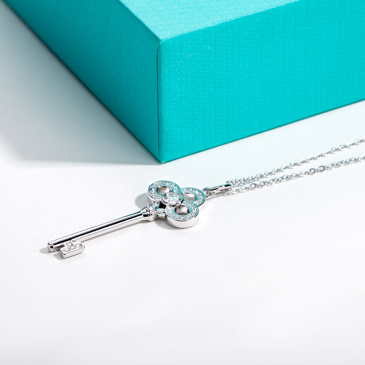 S925 Sterling Silver Full Paved Moissanite Key Pendant