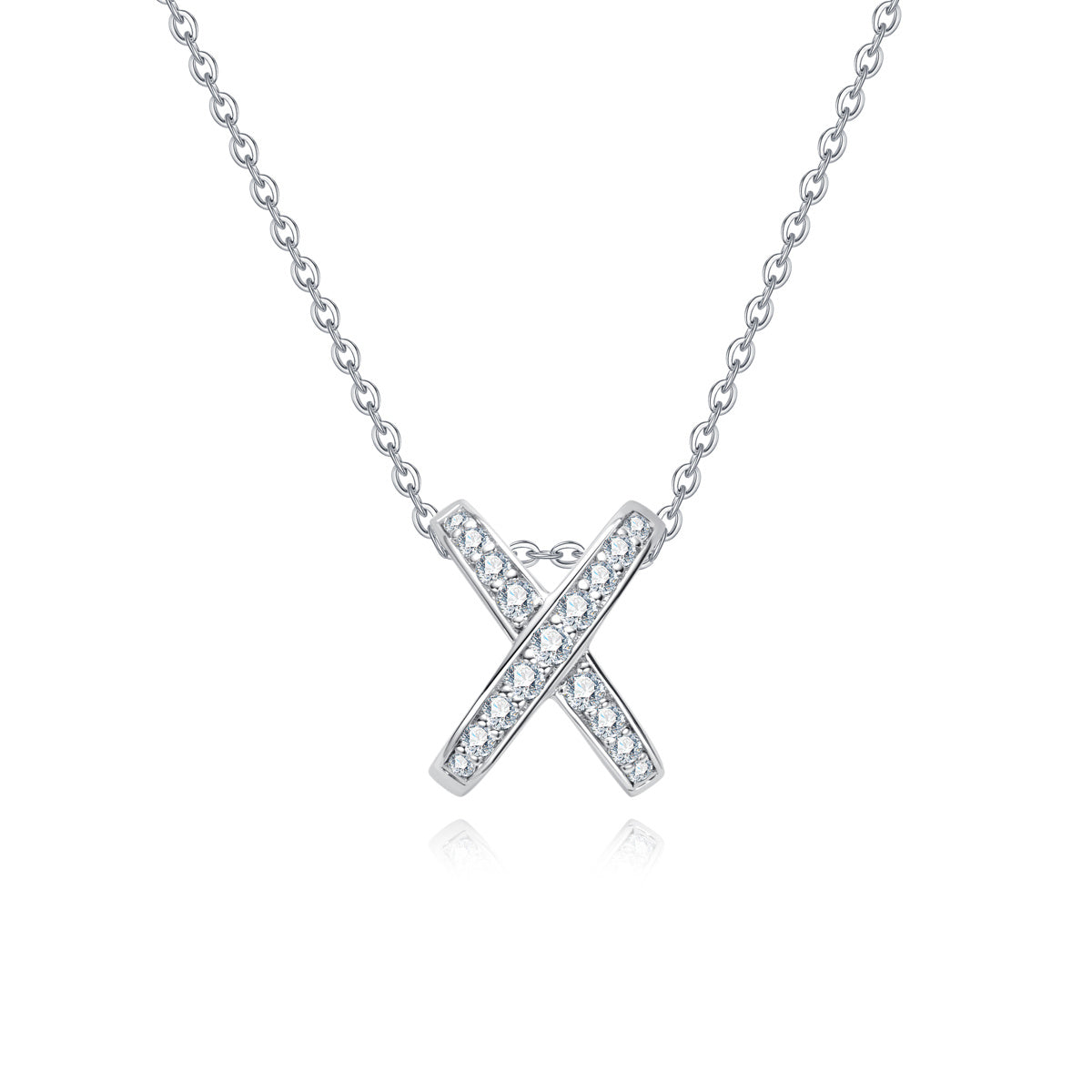 S925 Sterling Silver Moissanite Cross X-Shaped Pendant