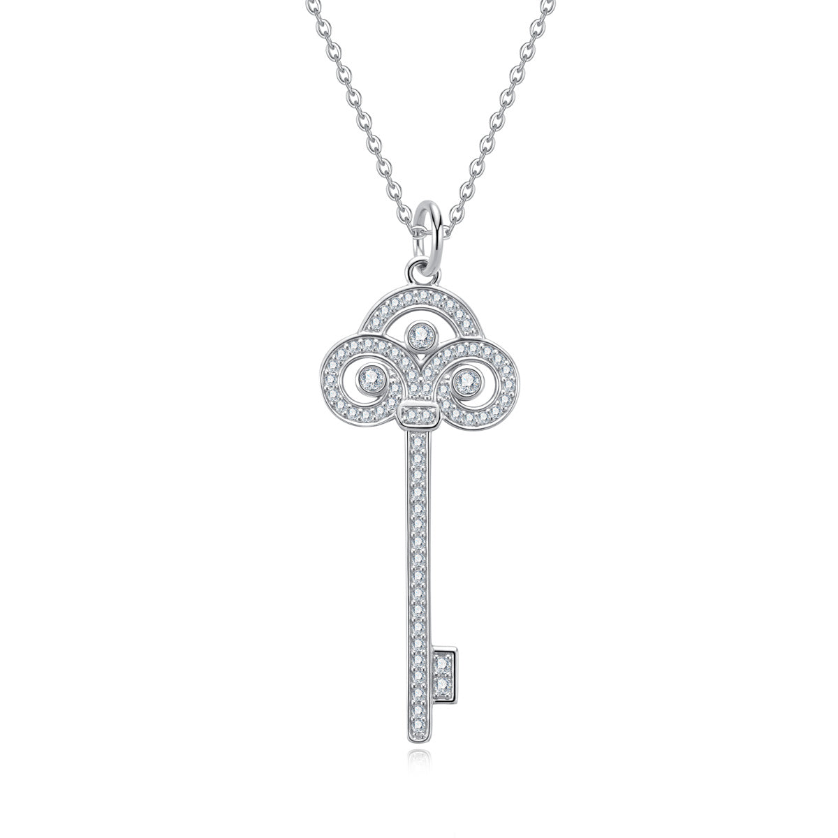 S925 Sterling Silver Moissanite Iris Key Pendant Necklace