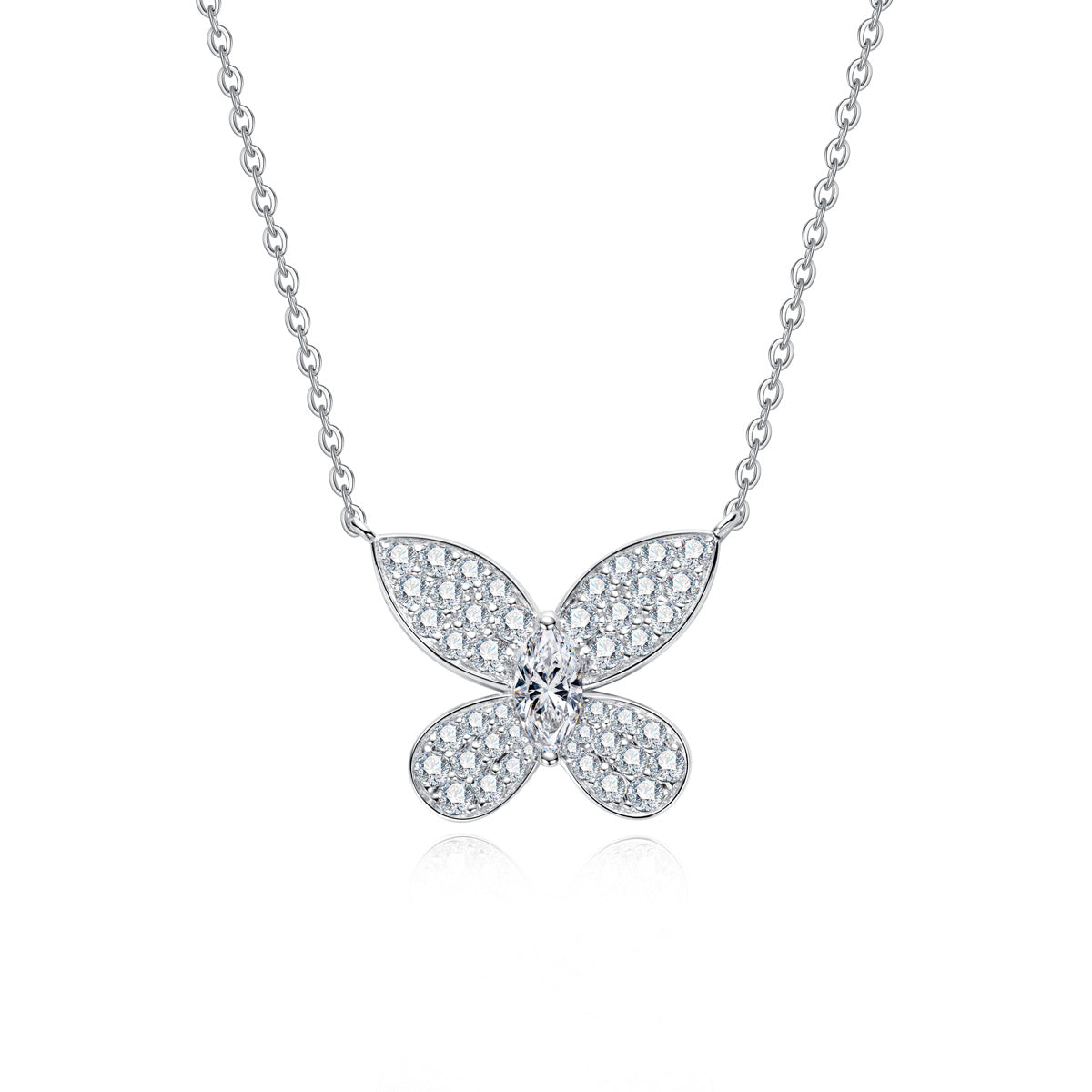 S925 Sterling Silver Moissanite Butterfly Clavicle Necklace