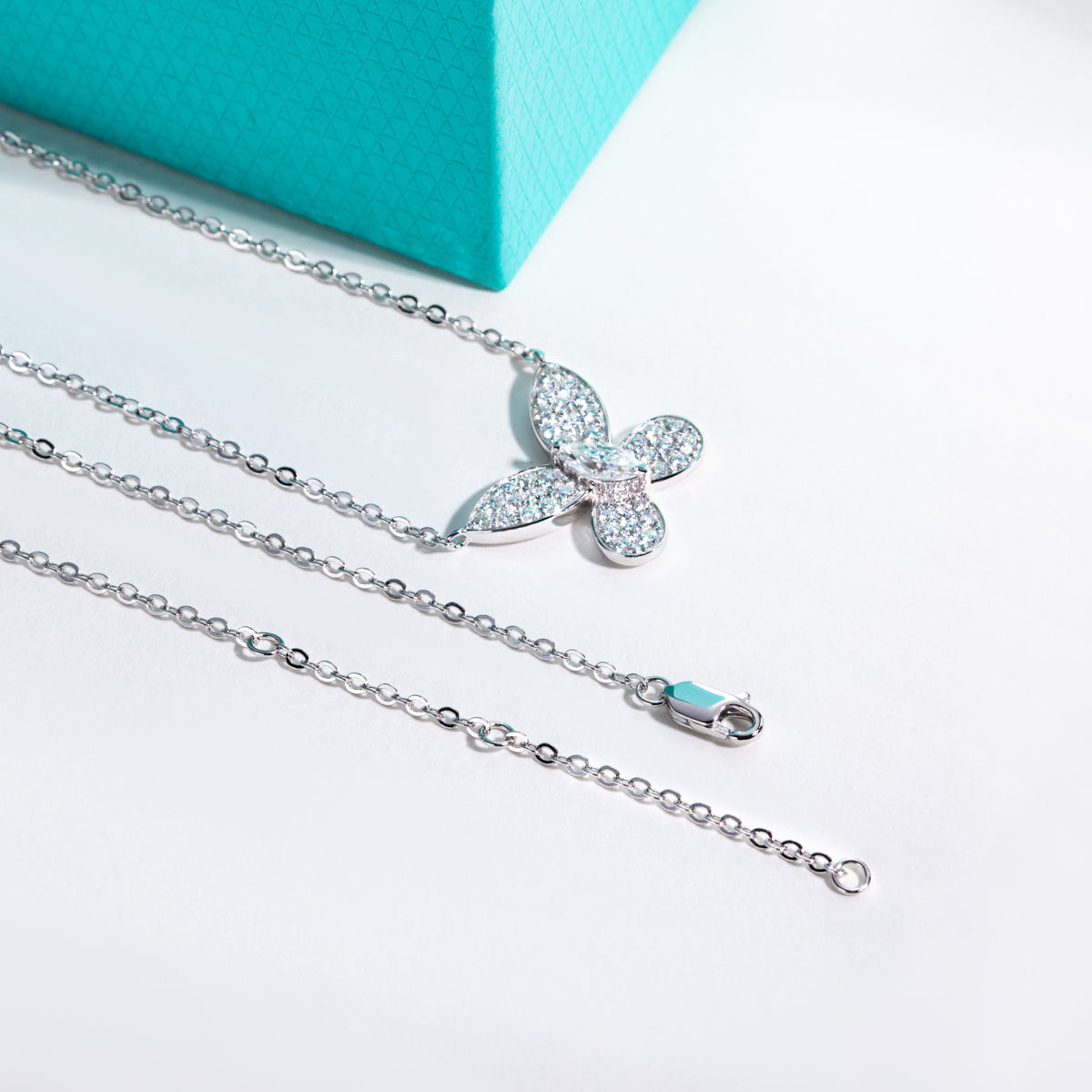 S925 Sterling Silver Moissanite Butterfly Clavicle Necklace