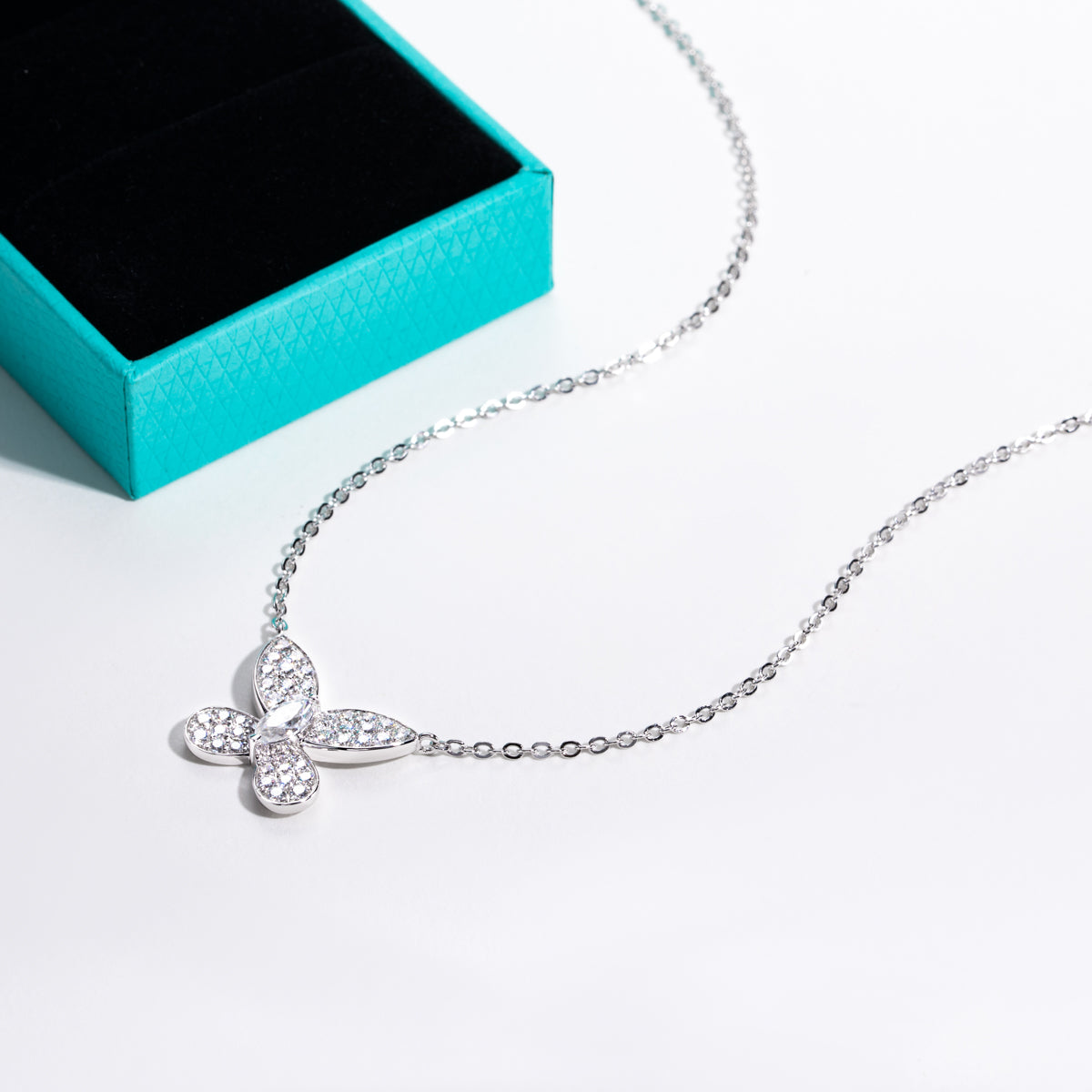 S925 Sterling Silver Moissanite Butterfly Clavicle Necklace