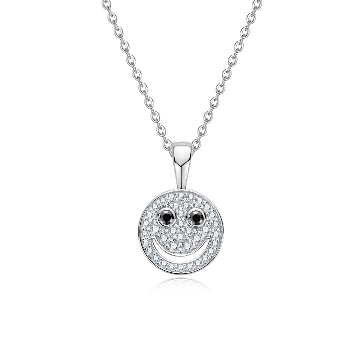 S925 Sterling Silver Full Paved Moissanite Smiley Face Pendant