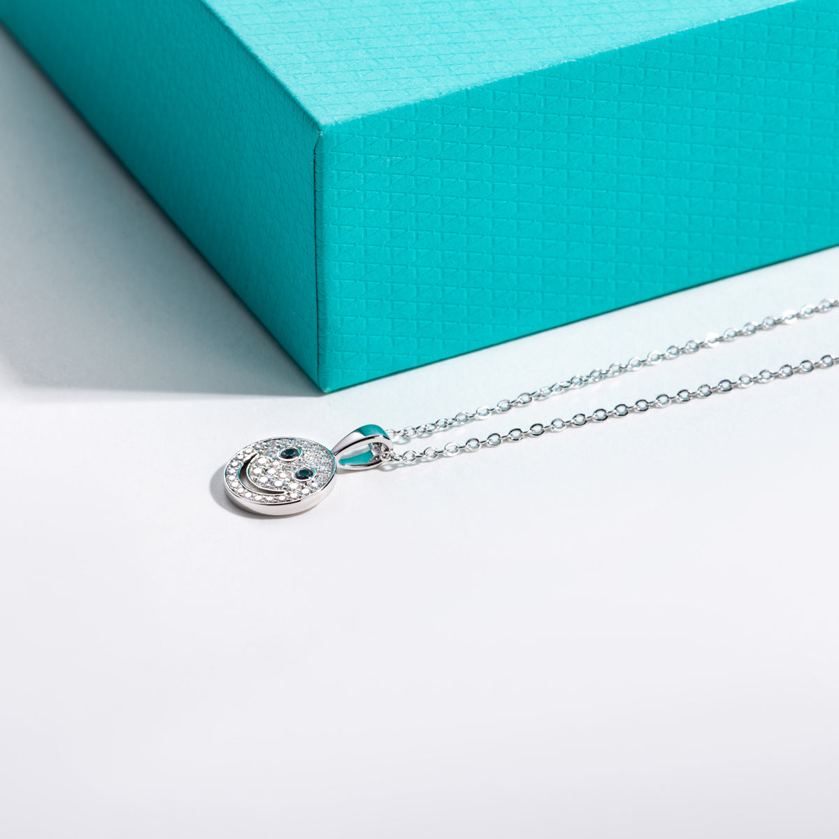 S925 Sterling Silver Full Paved Moissanite Smiley Face Pendant
