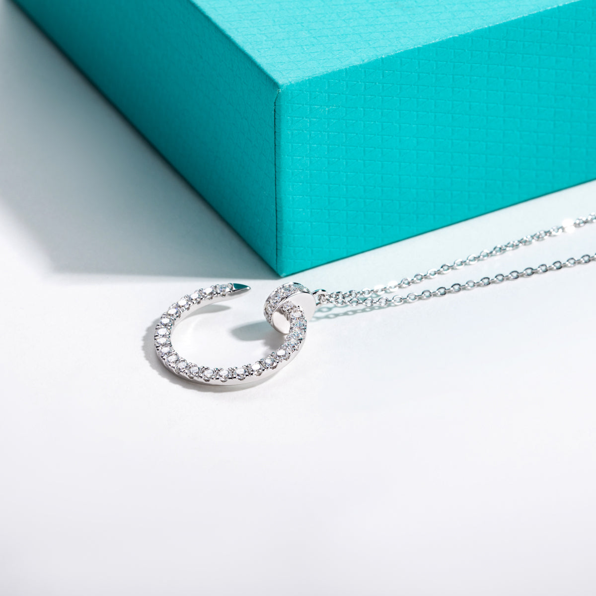 S925 Sterling Silver Moissanite Nail Clavicle Necklace