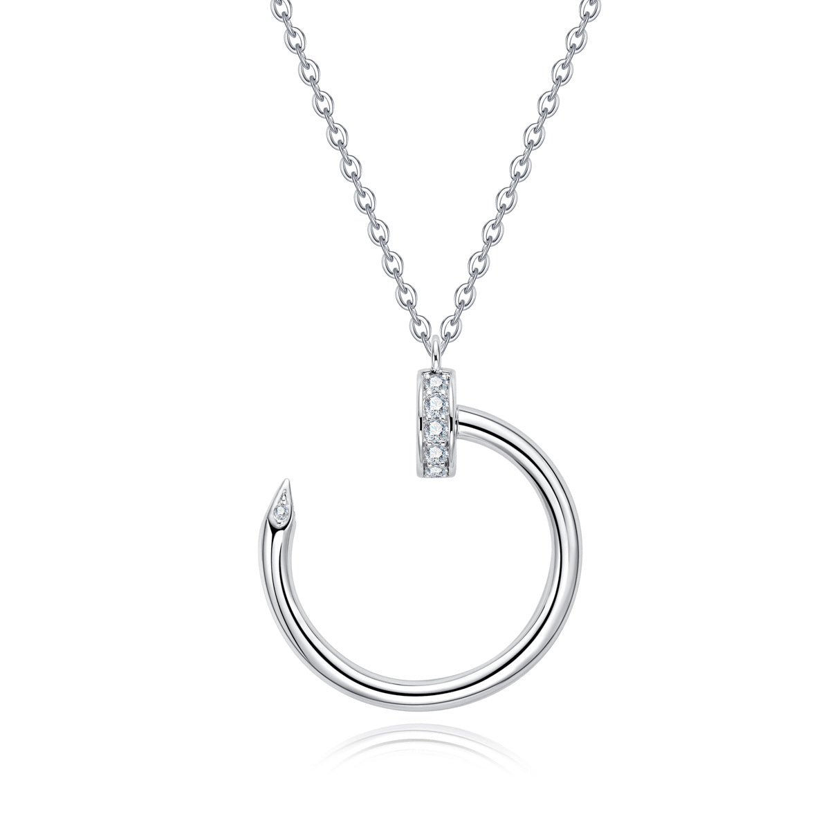 S925 Sterling Silver Moissanite Nail Clavicle Chain