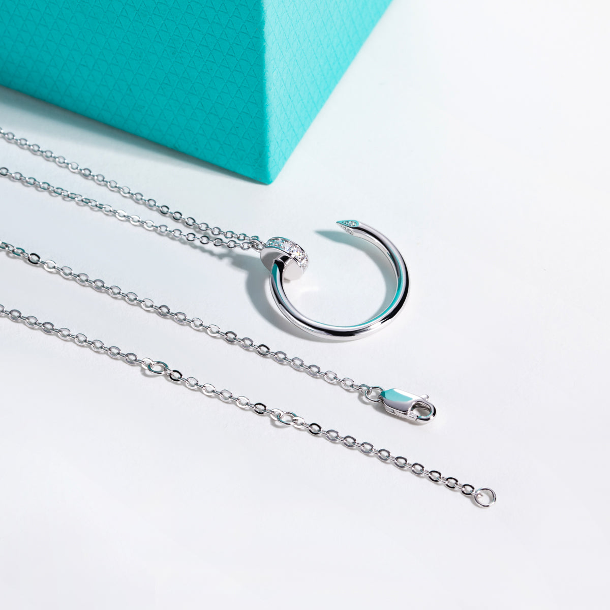 S925 Sterling Silver Moissanite Nail Clavicle Chain