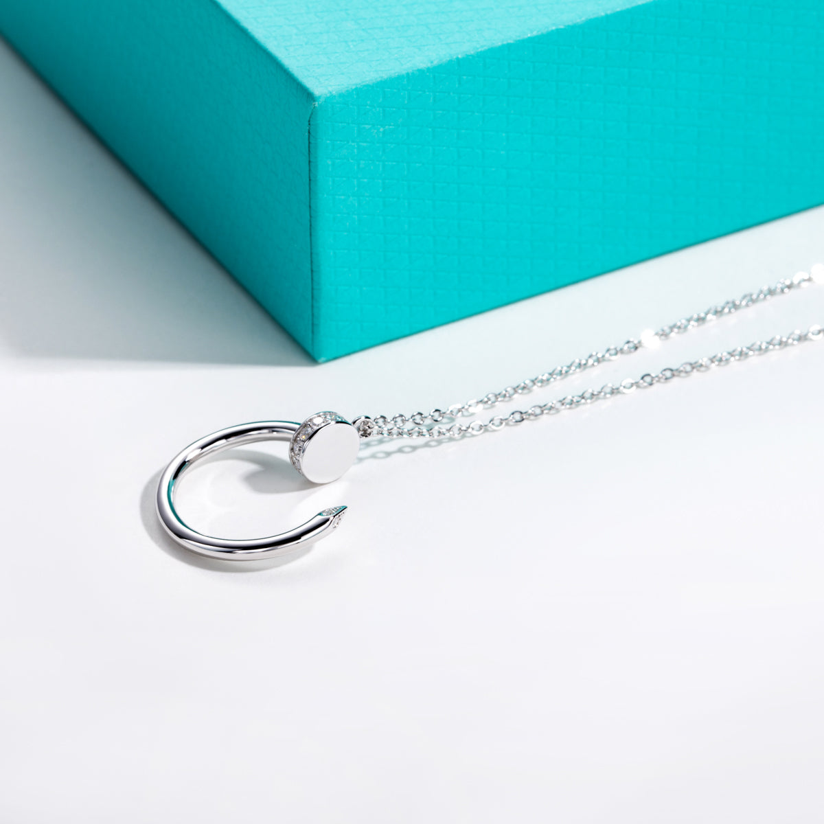 S925 Sterling Silver Moissanite Nail Clavicle Chain