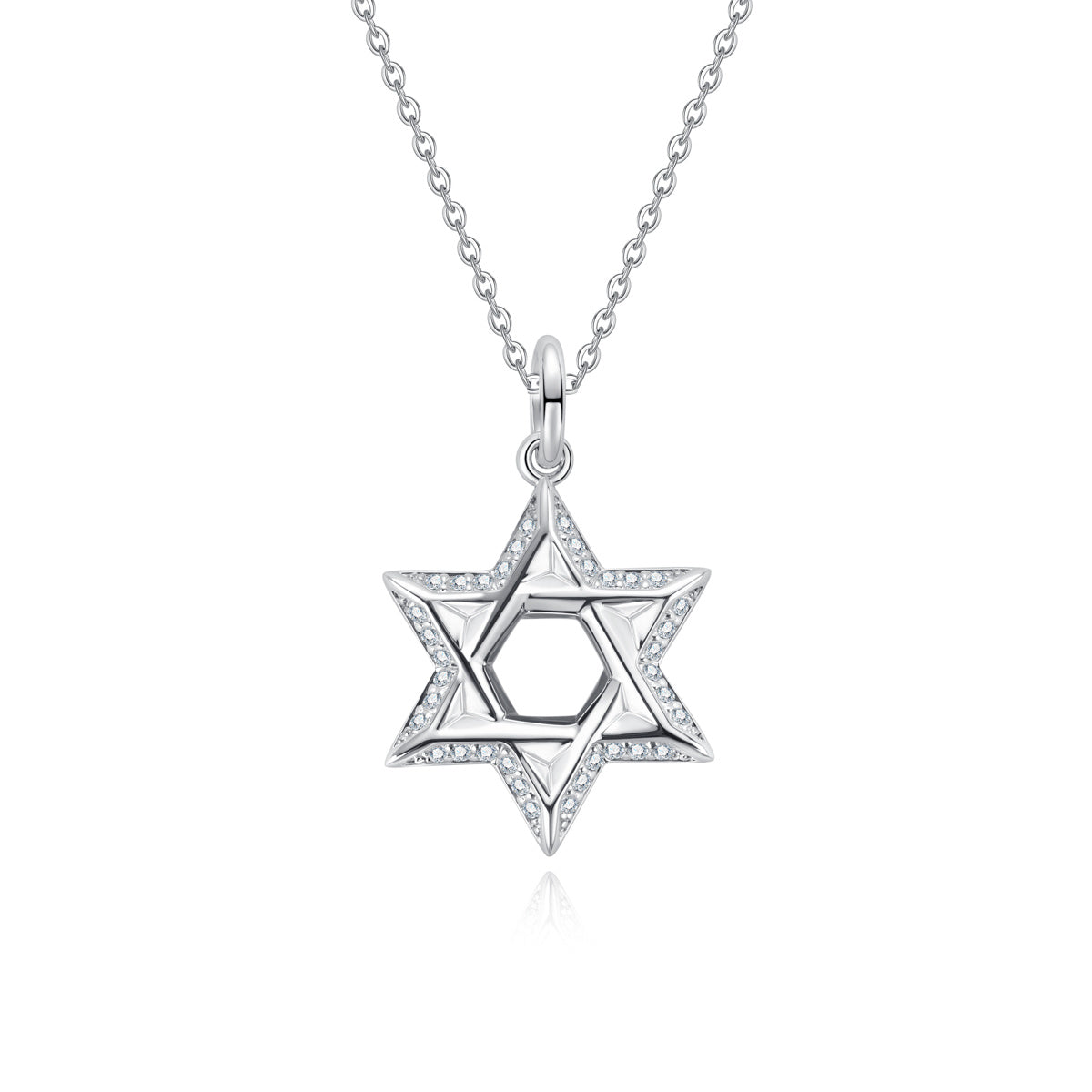 S925 Sterling Silver Full Paved Moissanite Hexagram Pendant