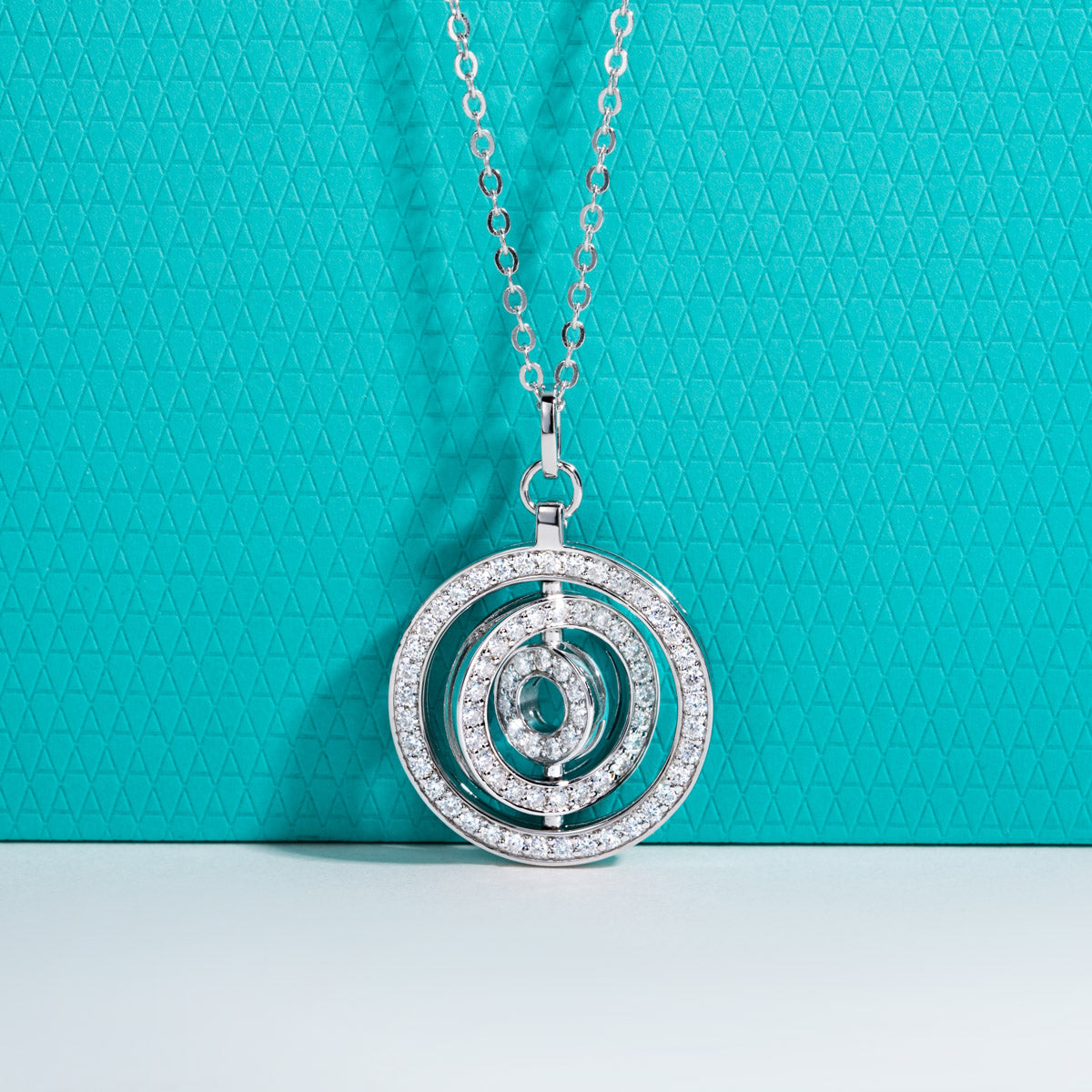 S925 Sterling Silver Moissanite Rotating Lucky Pendant