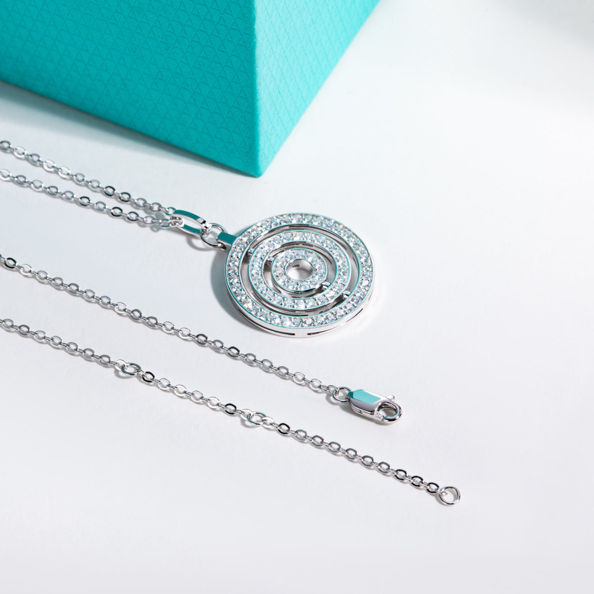 S925 Sterling Silver Moissanite Rotating Lucky Pendant