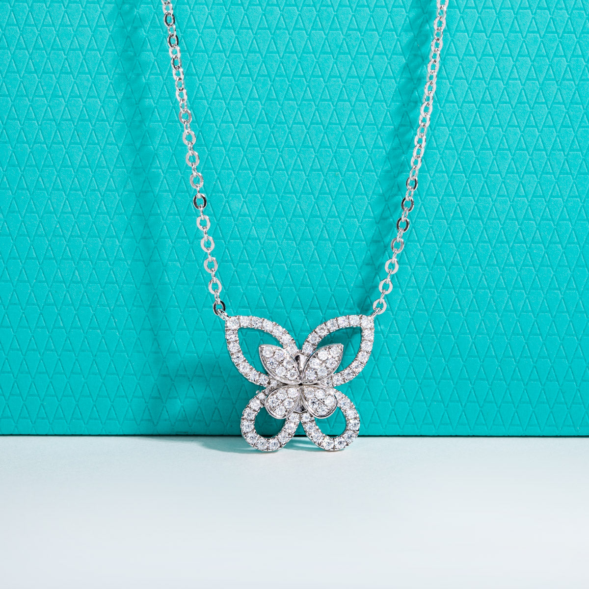 S925 Sterling Silver Full Paved Moissanite Double Layer Butterfly Clavicle Necklace