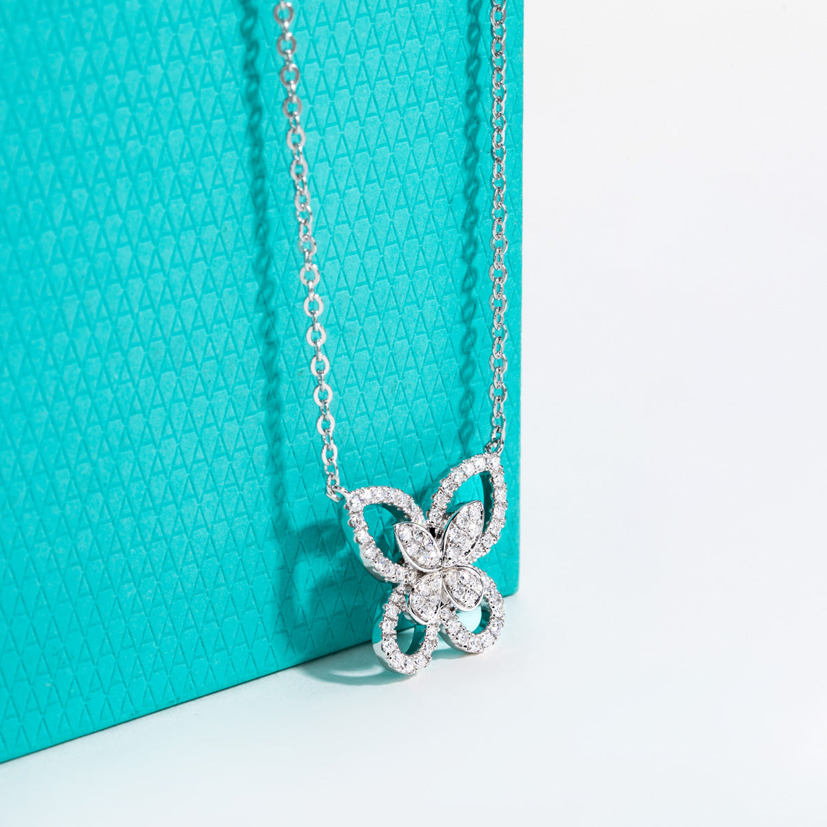 S925 Sterling Silver Full Paved Moissanite Double Layer Butterfly Clavicle Necklace