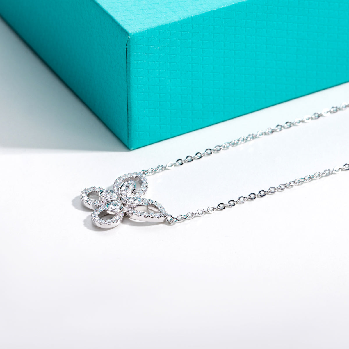 S925 Sterling Silver Full Paved Moissanite Double Layer Butterfly Clavicle Necklace