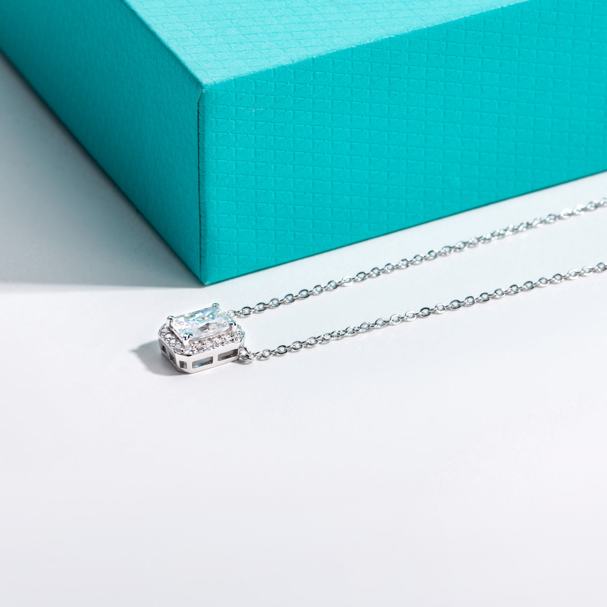 S925 Sterling Silver Radiant Cut 5×7mm Moissanite Clavicle Necklace