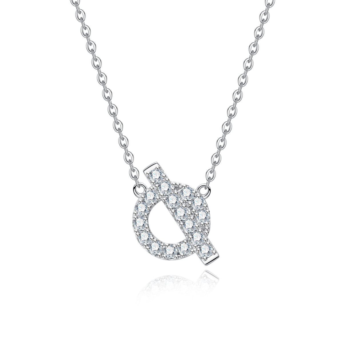 S925 Sterling Silver Full Paved Moissanite Small Q Clavicle Necklace