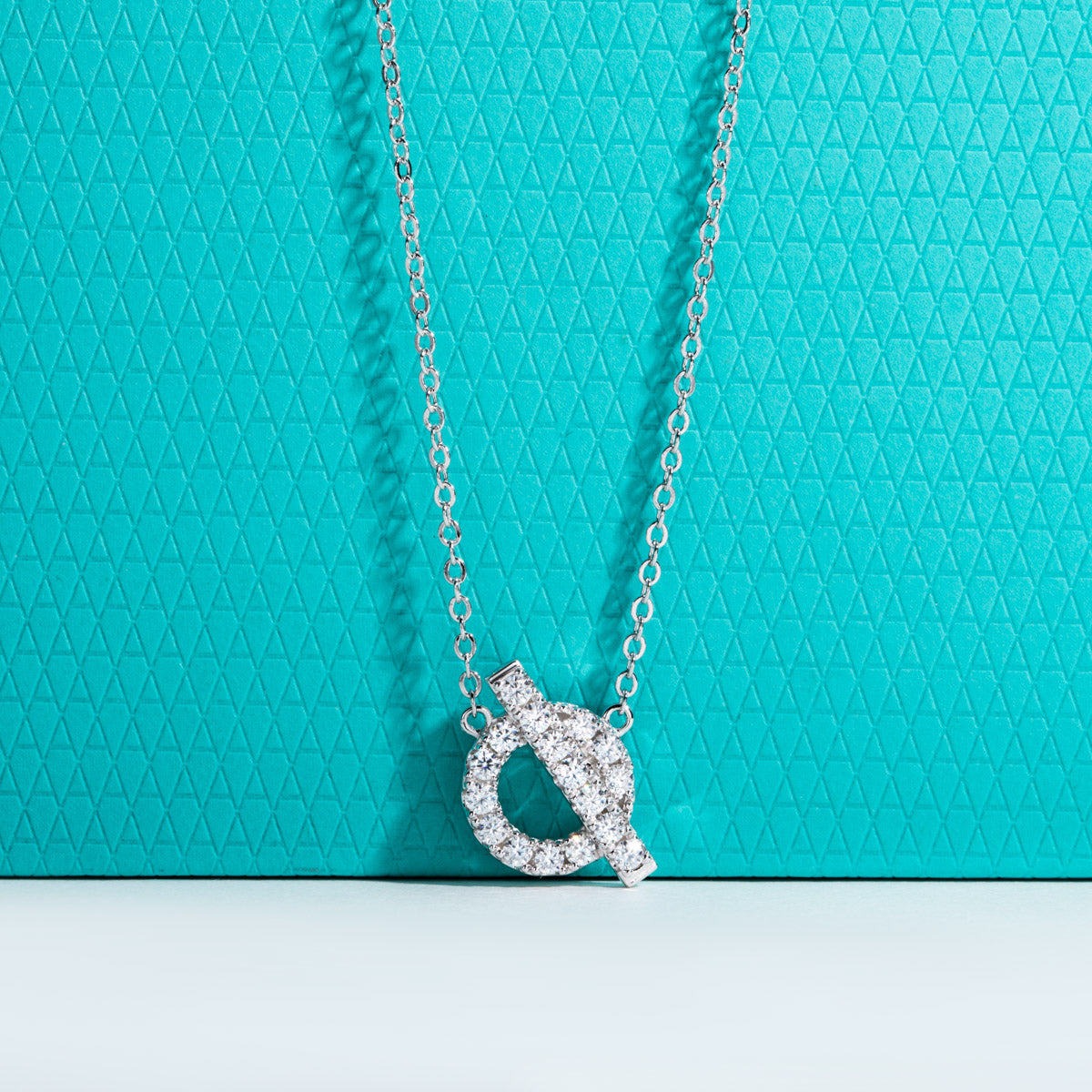 S925 Sterling Silver Full Paved Moissanite Small Q Clavicle Necklace
