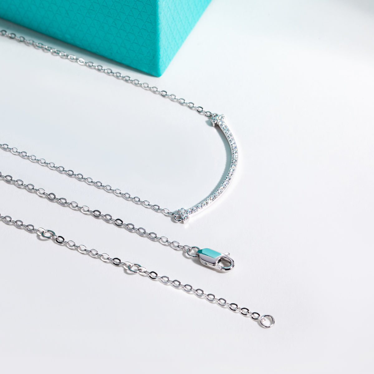 S925 Sterling Silver Full Paved Moissanite Smiley Face Clavicle Necklace