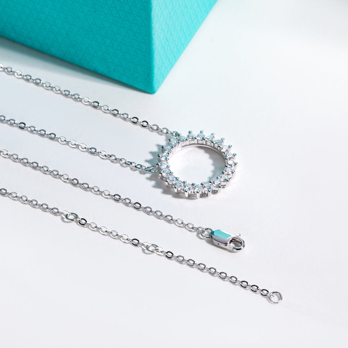 S925 Silver Moissanite Hollow Circle Clavicle Chain