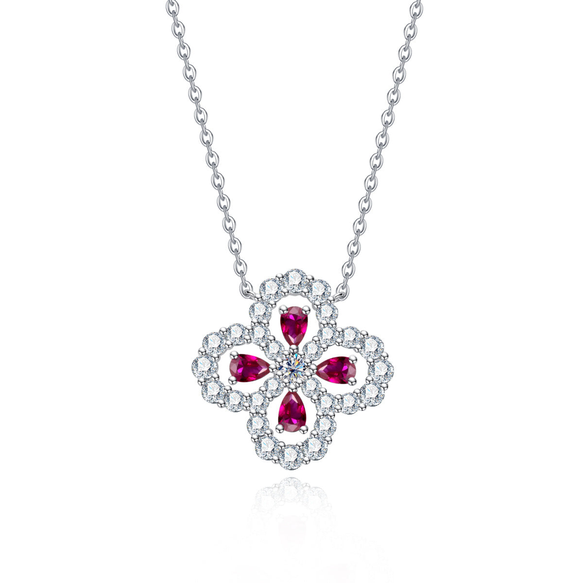 S925 Silver Luxury Moissanite Four-Leaf Clover Clavicle Chain