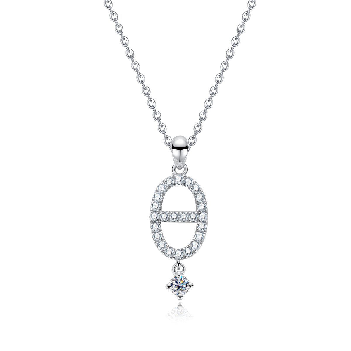 S925 Silver Full Moissanite Pig Nose Pendant