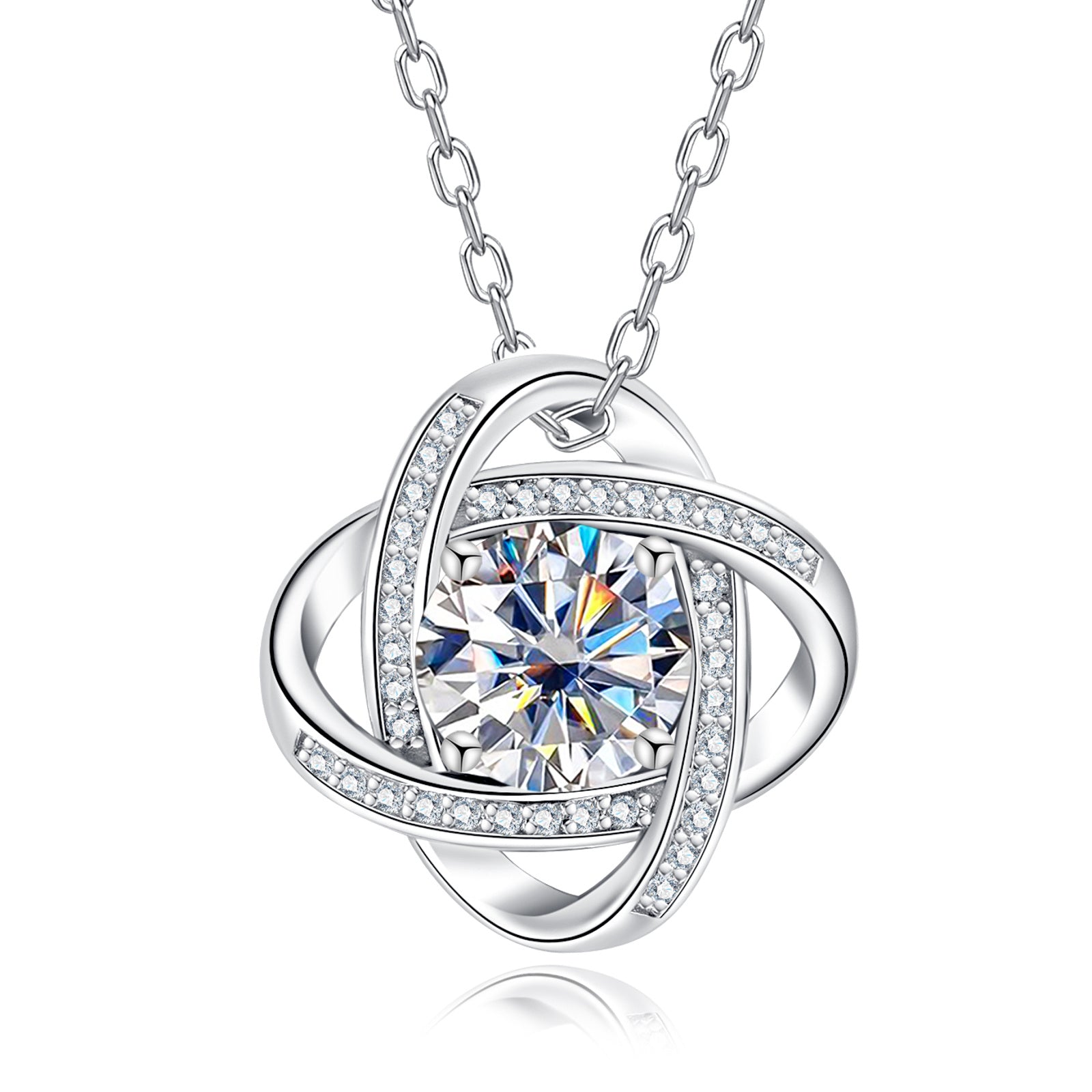AnuClub Moissanite Pendant Satellite Necklace 3.24cttw(2ct Center Stone) D Color VVS1 925 Sterling Silver Adjustable Necklace Gift for Women Wife Her with Certificate