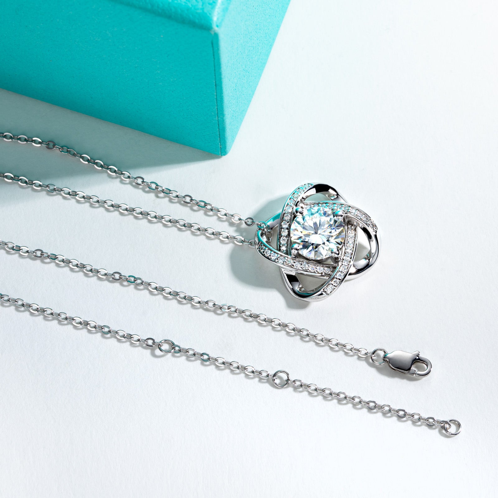AnuClub Moissanite Pendant Satellite Necklace 3.24cttw(2ct Center Stone) D Color VVS1 925 Sterling Silver Adjustable Necklace Gift for Women Wife Her with Certificate