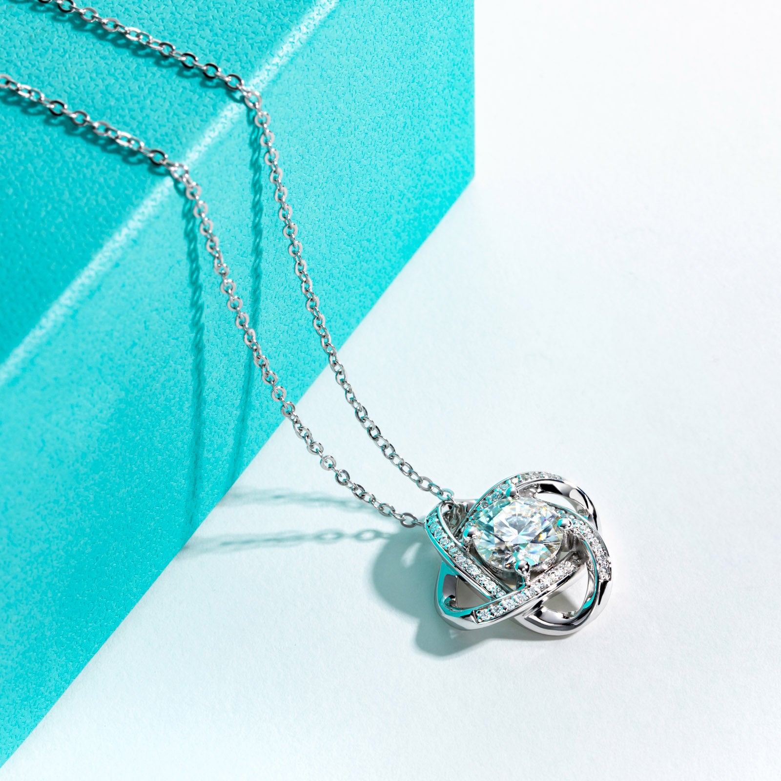 AnuClub Moissanite Pendant Satellite Necklace 3.24cttw(2ct Center Stone) D Color VVS1 925 Sterling Silver Adjustable Necklace Gift for Women Wife Her with Certificate