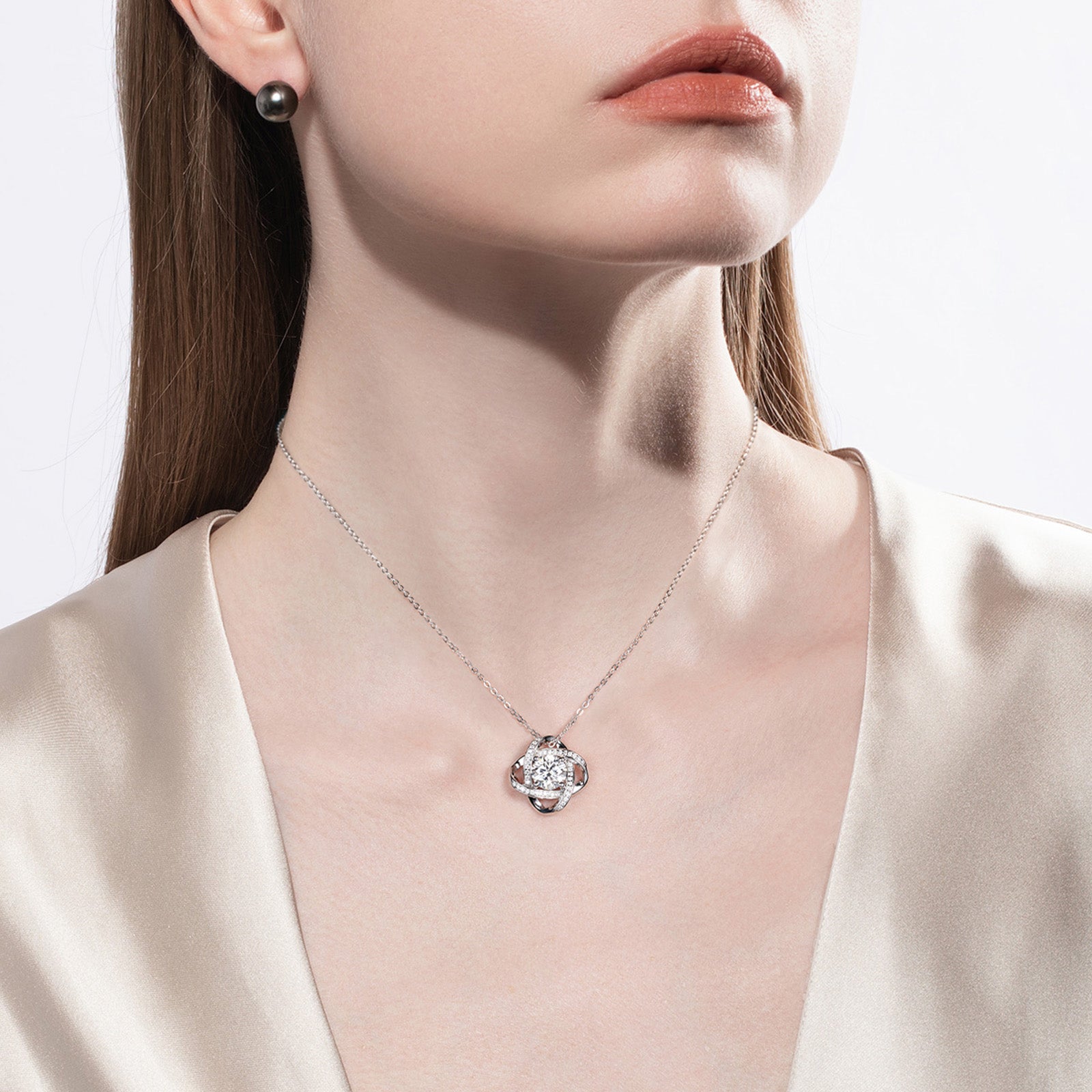 AnuClub Moissanite Pendant Satellite Necklace 3.24cttw(2ct Center Stone) D Color VVS1 925 Sterling Silver Adjustable Necklace Gift for Women Wife Her with Certificate