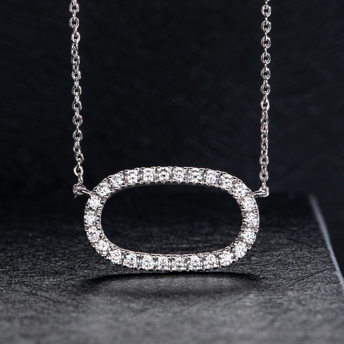 18K Gold Oval Moissanite Necklace